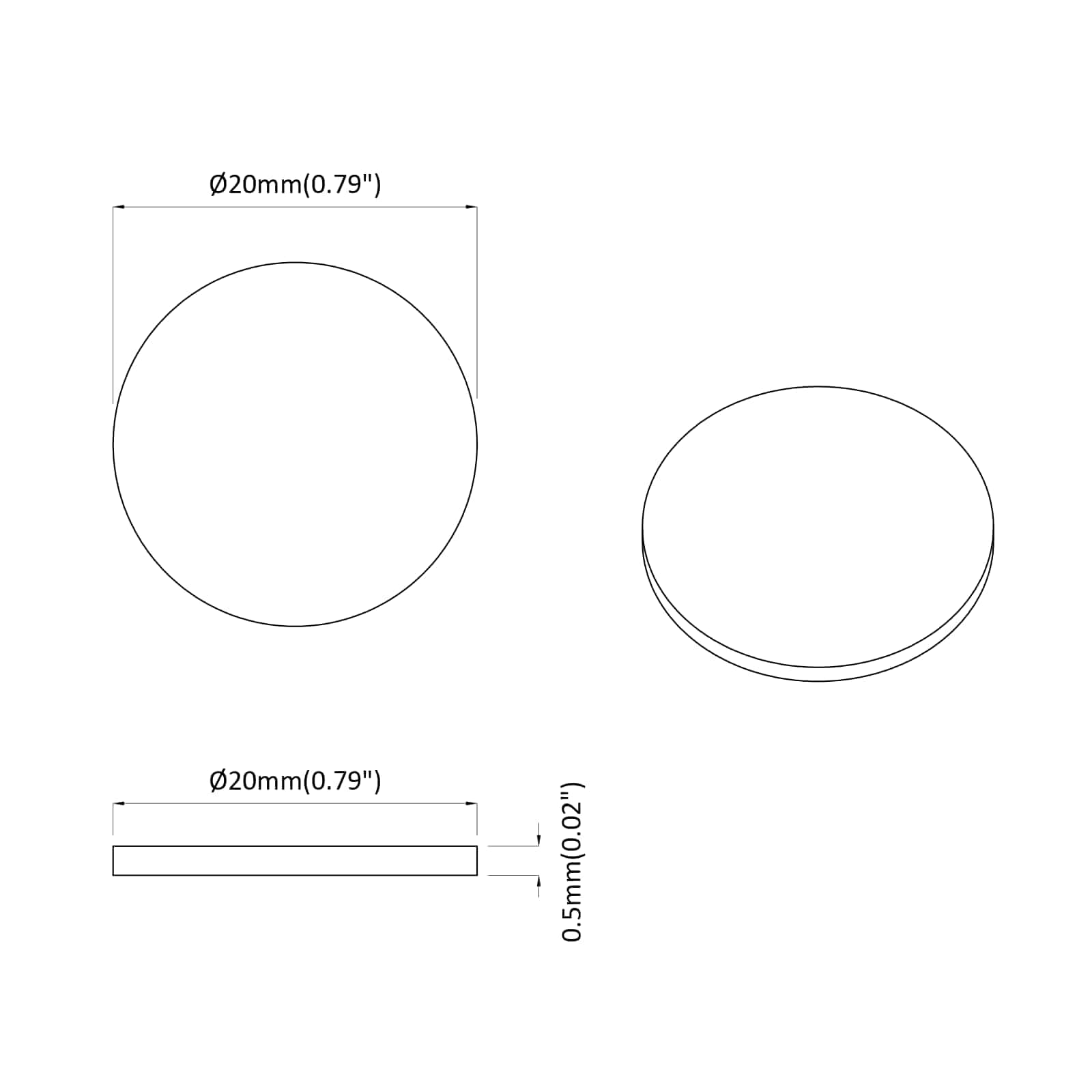 vidaXL Naklejka 12 pcs Biały Ø 20 x 0,5 mm Papier