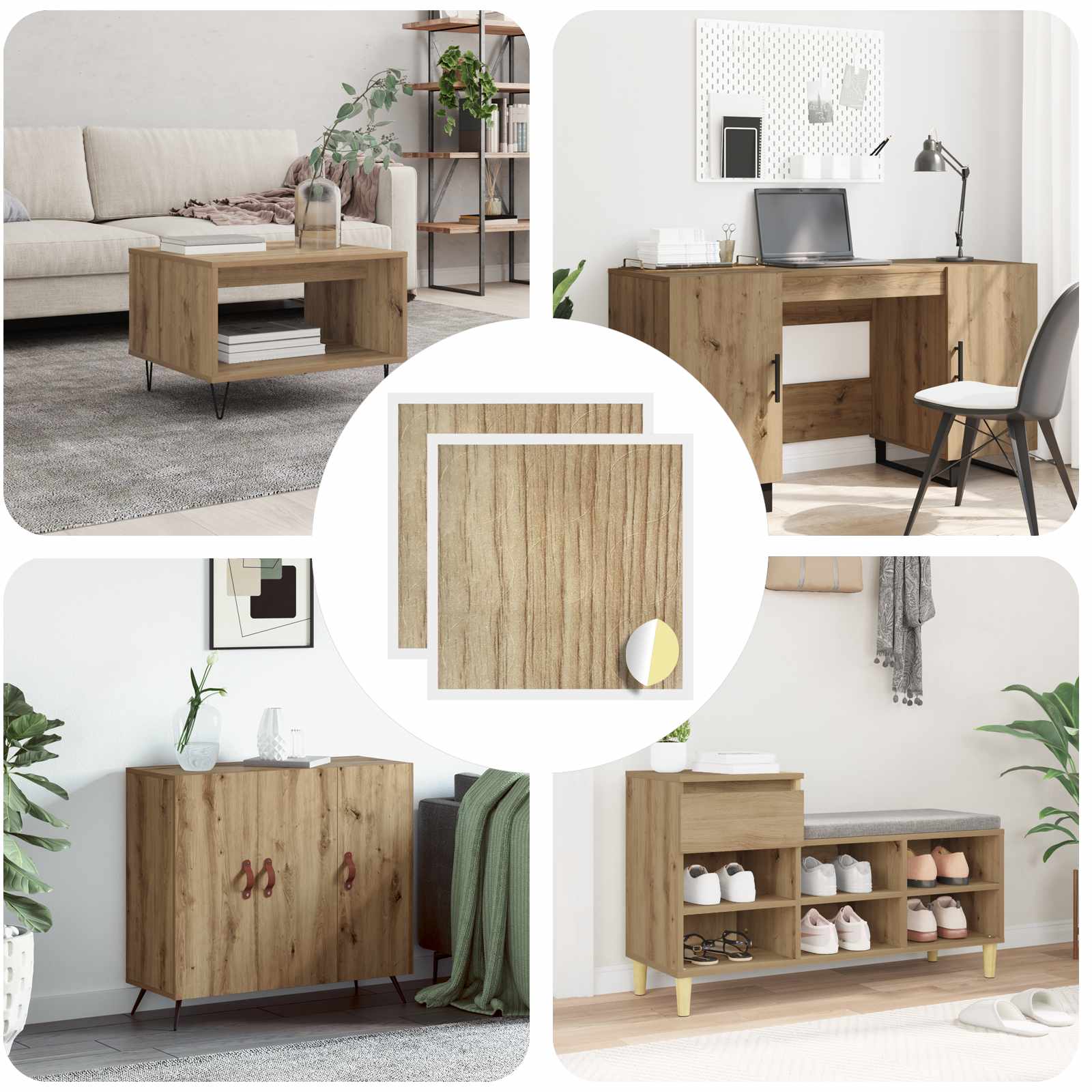 vidaXL Okładka Śrubowa Samoprzylepna 2 pcs Dąb rzemieślniczy