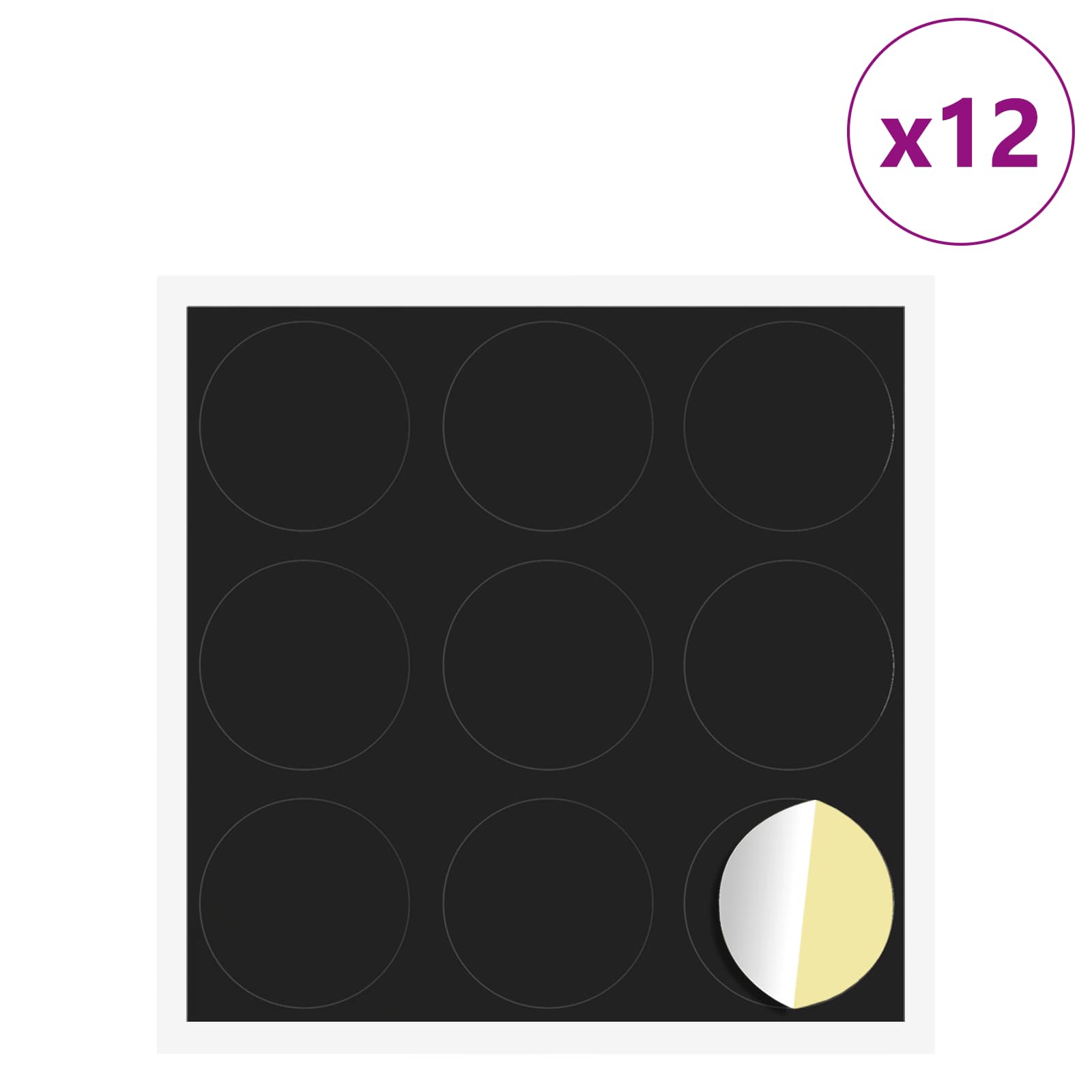 vidaXL Okładka Śrubowa Samoprzylepna 12 pcs Czarny Ø 20 x 0,5 mm