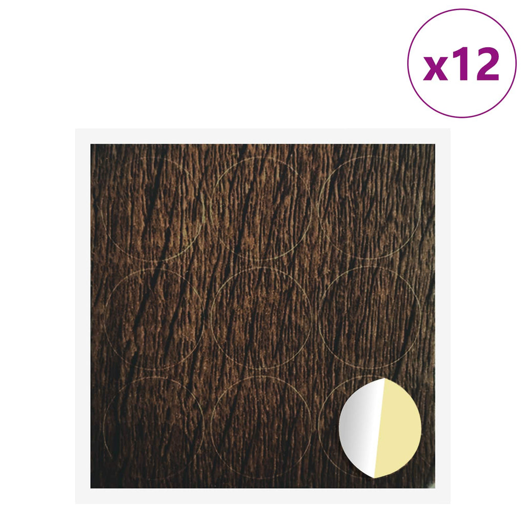 vidaXL Okładka Śrubowa Samoprzylepna 12 pcs Brązowy dąb Ø 20 x 0,5 mm