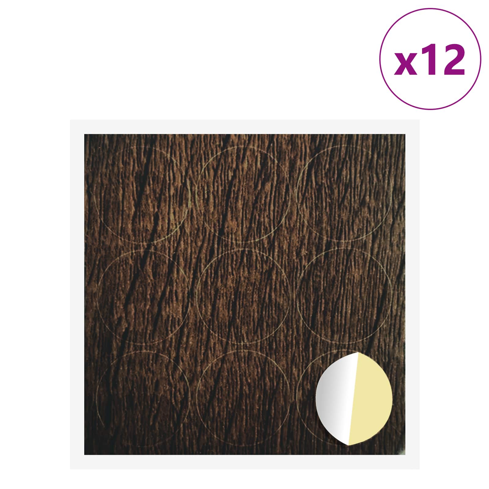 vidaXL Okładka Śrubowa Samoprzylepna 12 pcs Brązowy dąb Ø 20 x 0,5 mm