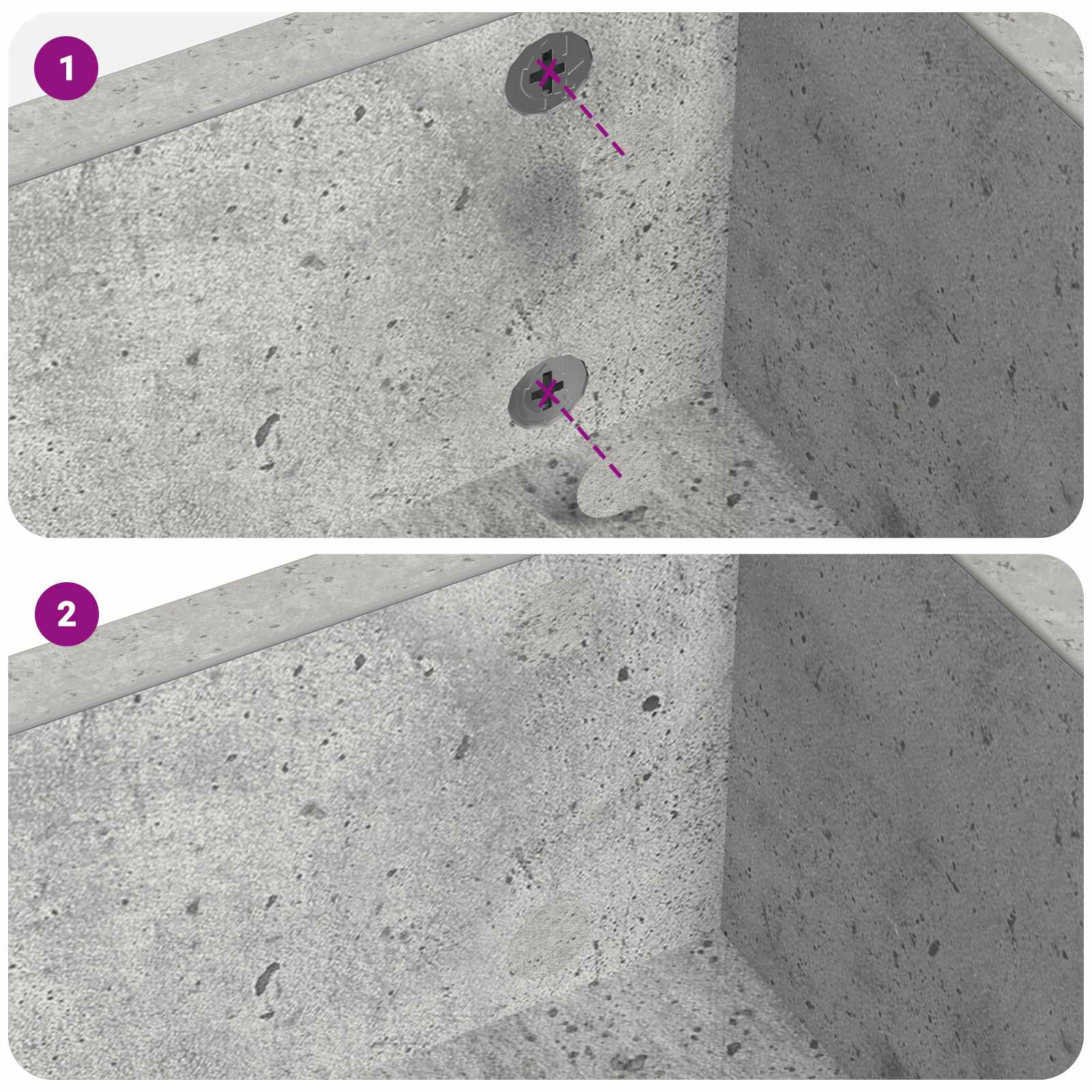 vidaXL Okładka Śrubowa Samoprzylepna 2 pcs Betonowy szary