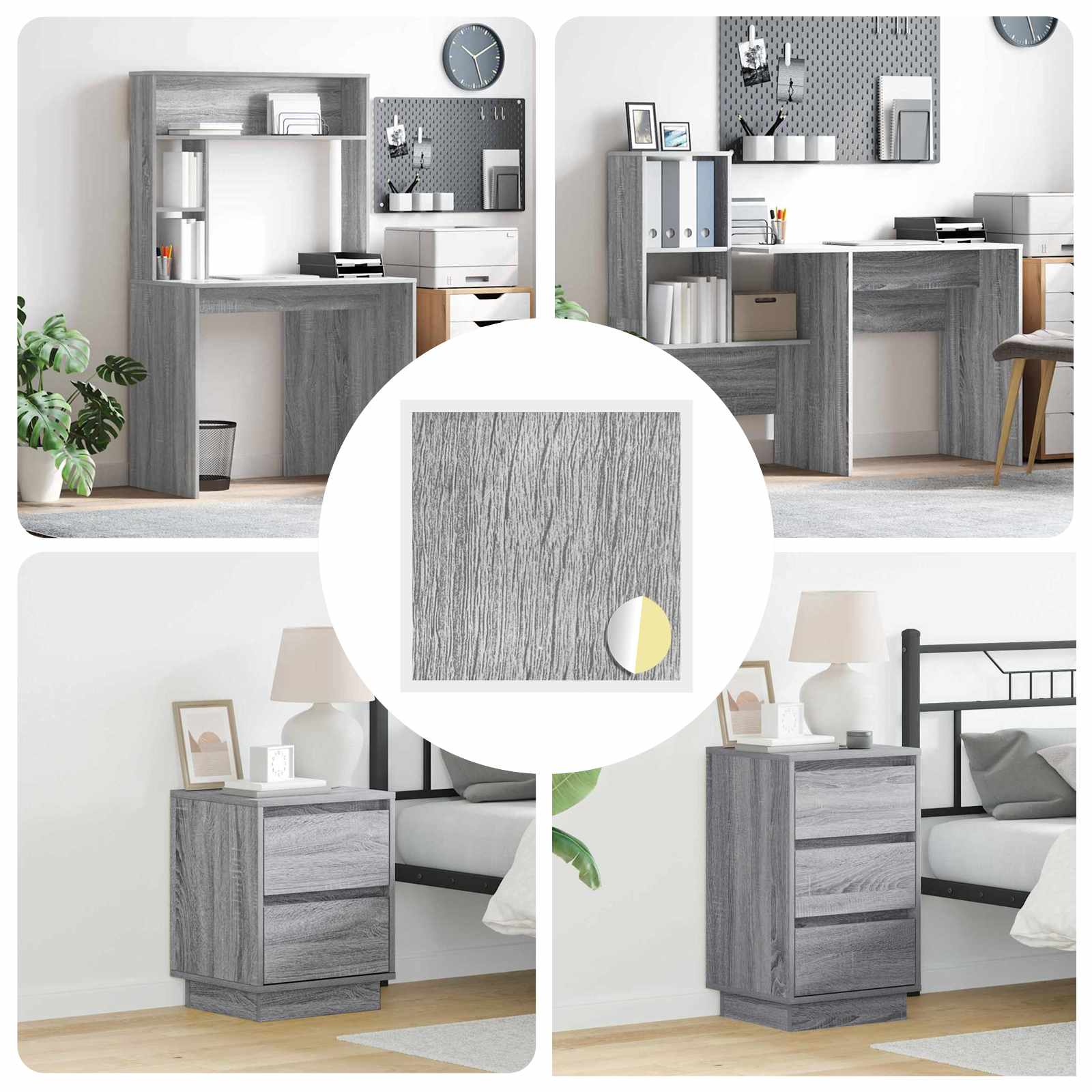 vidaXL Okładka Śrubowa Samoprzylepna 12 pcs Szary Sonoma Ø 20 x 0,5 mm