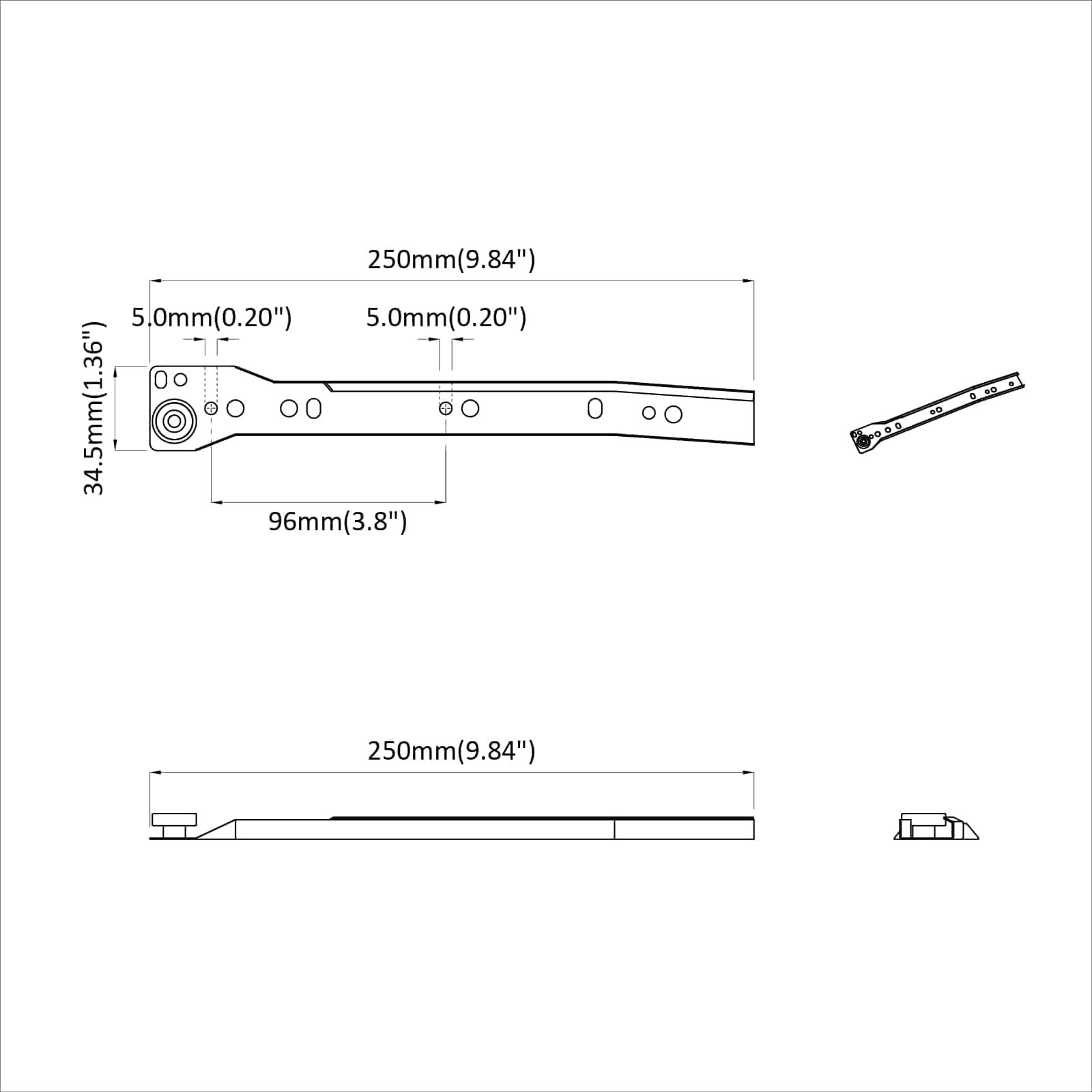 vidaXL Prowadnica szuflady 12 pcs Biały 250 mm Stal