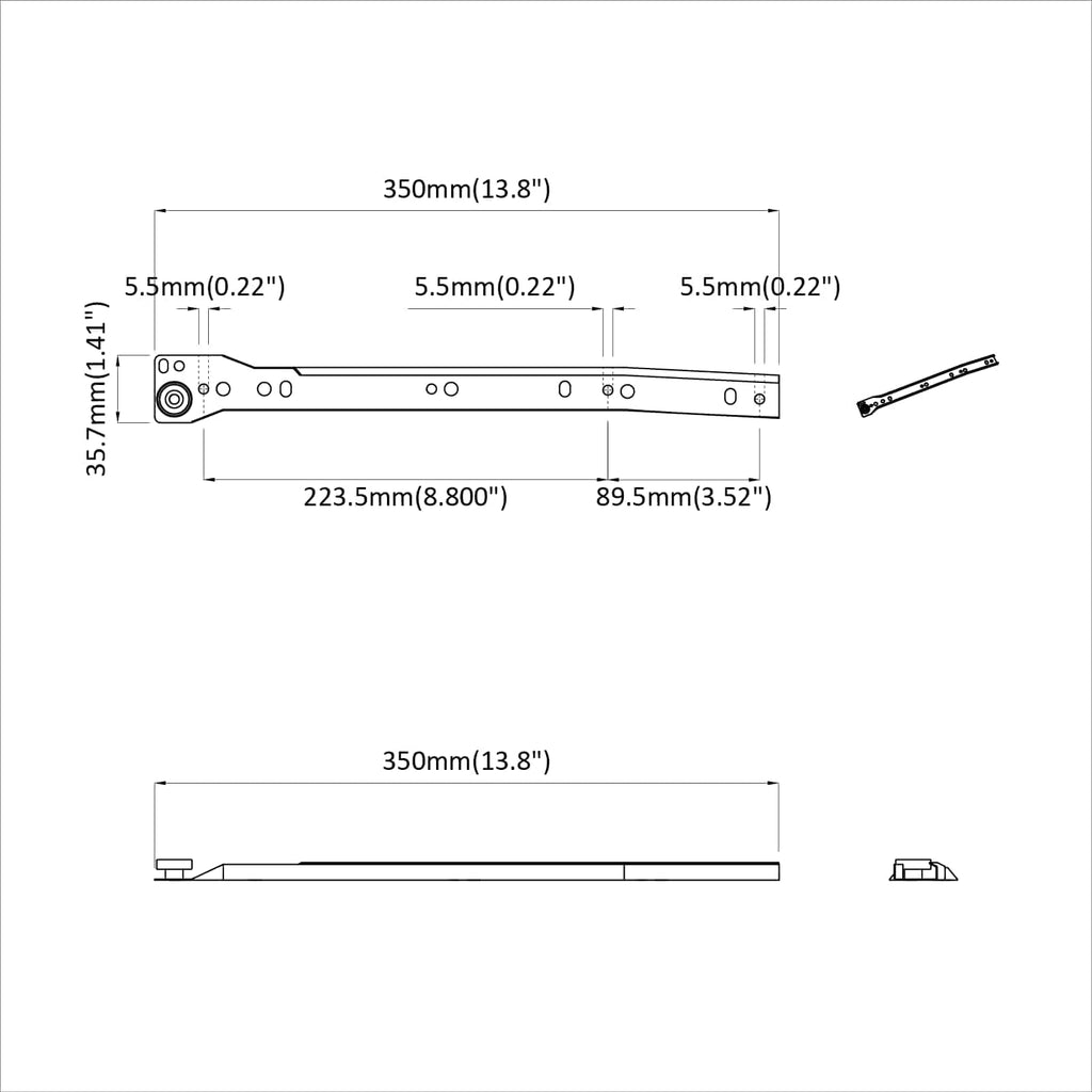vidaXL Prowadnica szuflady 12 pcs Biały 350 mm Stal