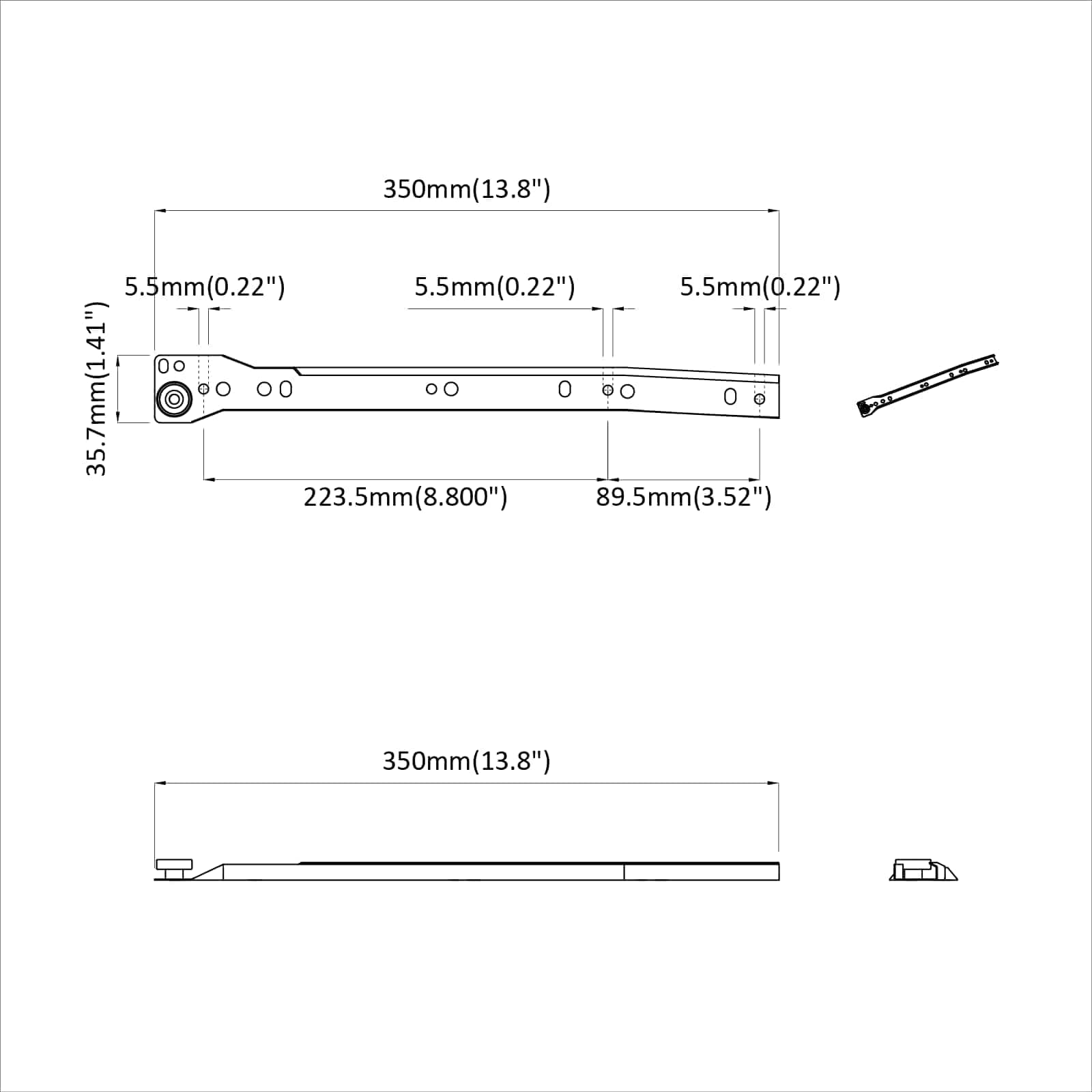 vidaXL Prowadnica szuflady 63 pcs Biały Stal