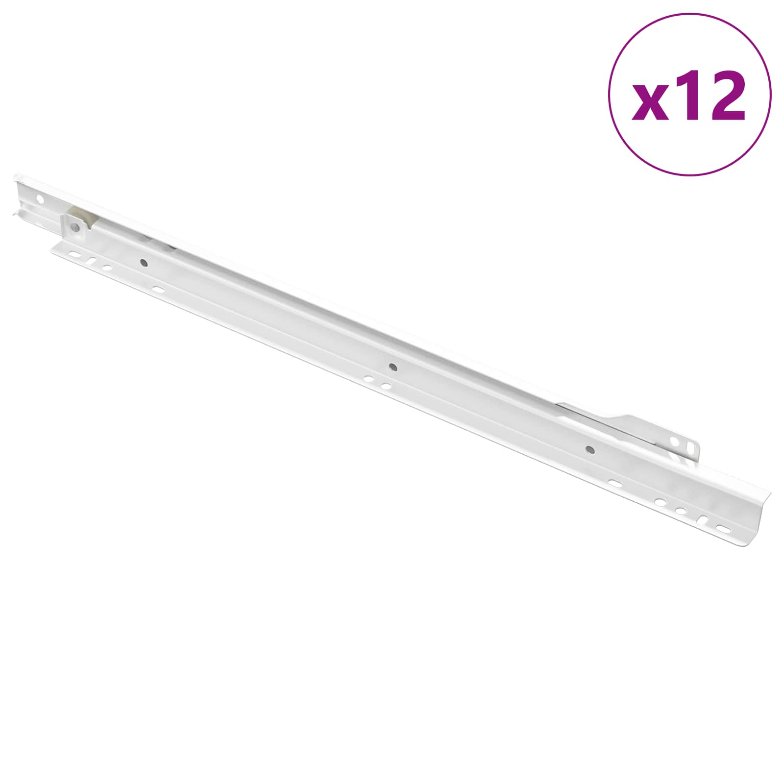 vidaXL Prowadnica szuflady 12 pcs Biały 400 mm Stal