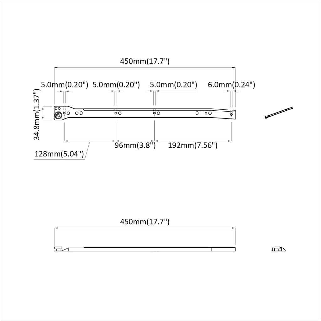 vidaXL Prowadnica szuflady 12 pcs Biały 450 mm Stal