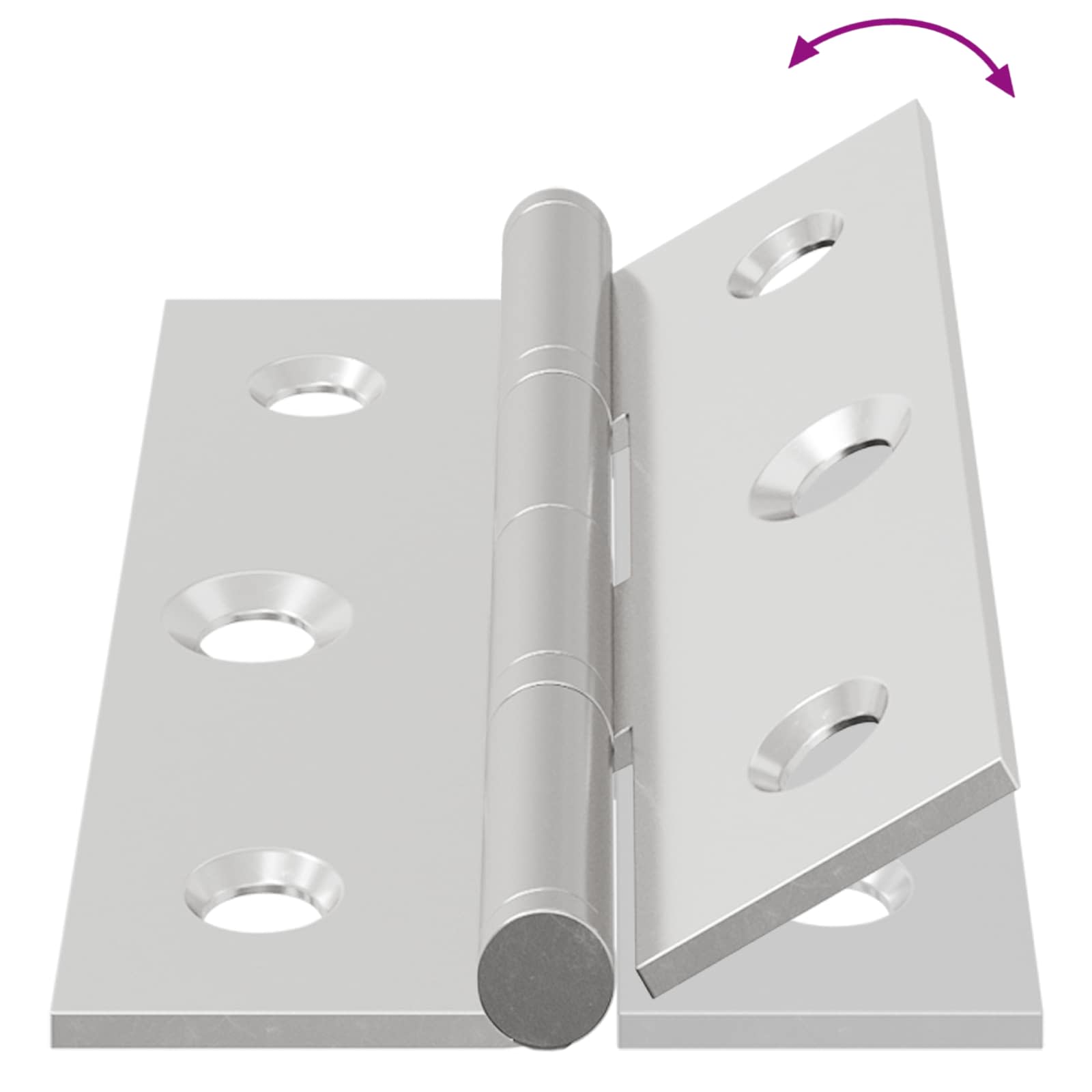 vidaXL Zawias Gładki 2 pcs Srebrny 58 x 35 x 1 mm Stal