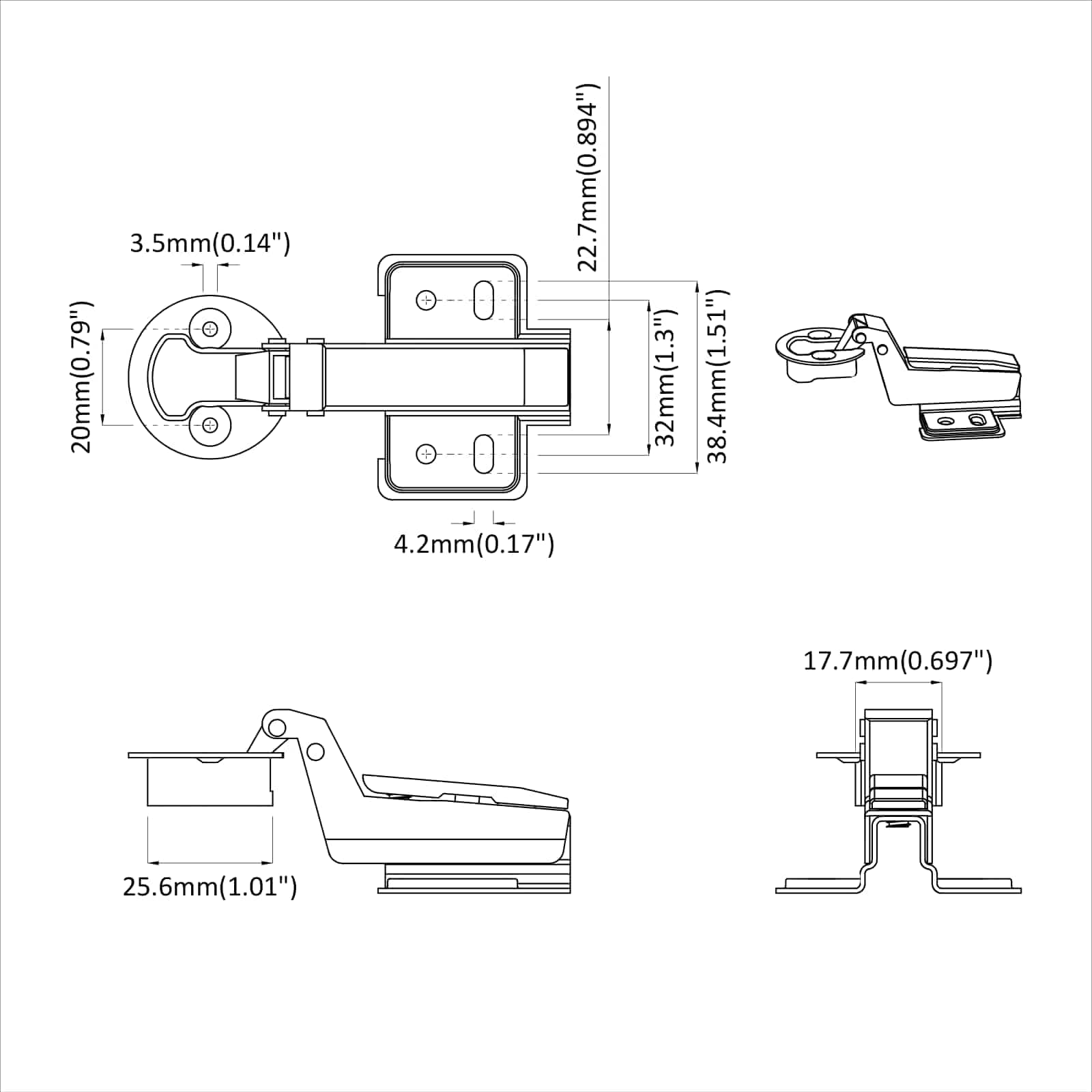 vidaXL Zawias 12 pcs Srebrny 35 mm Żelazo
