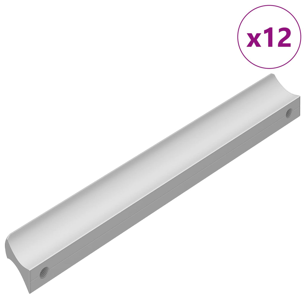vidaXL Uchwyt Gładki 12 pcs Srebrny 105.7 x 7.4 x 15.5 mm Aluminium