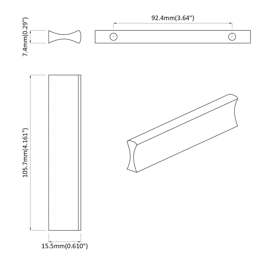 vidaXL Uchwyt Gładki 828 pcs Srebrny 105.7 x 7.4 x 15.5 mm Aluminium