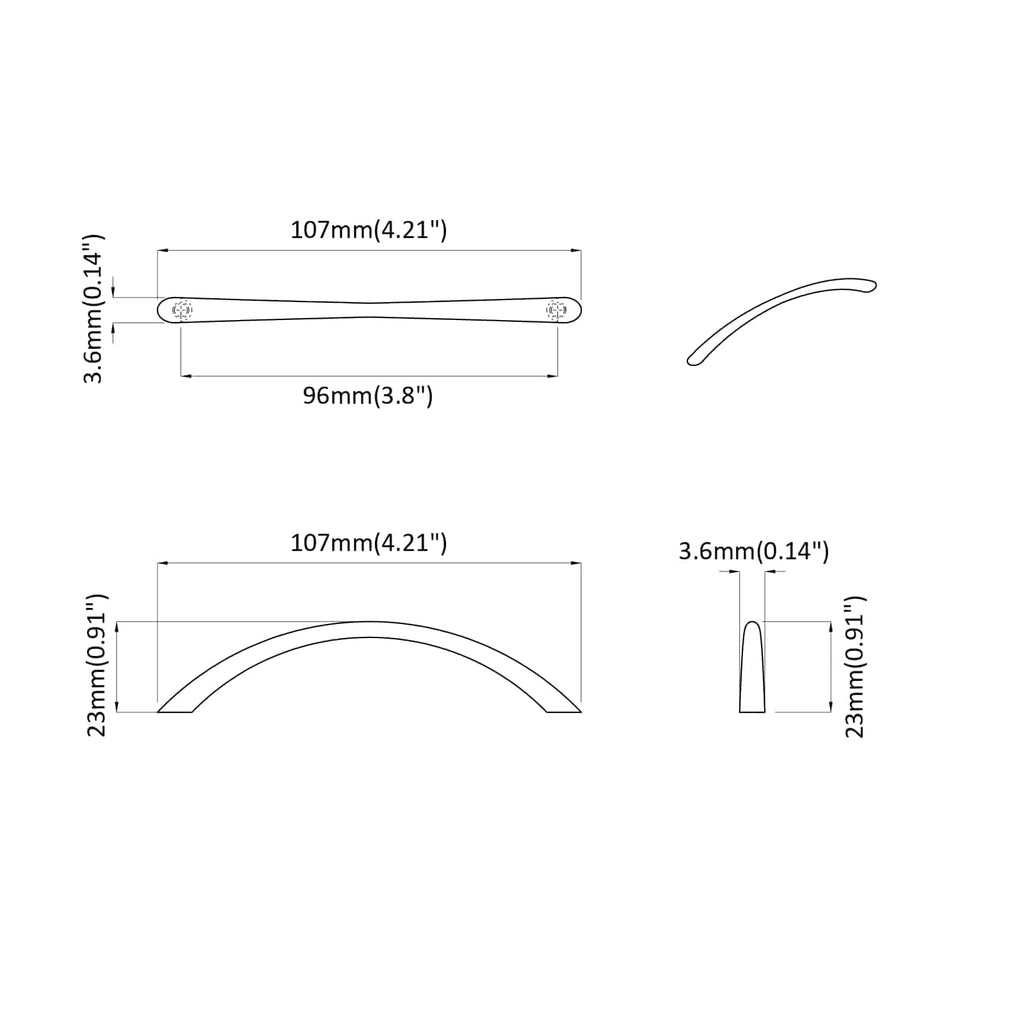 vidaXL Uchwyt 2 szt. Srebrny 107 x 3.6 x 23 mm Stal nierdzewna