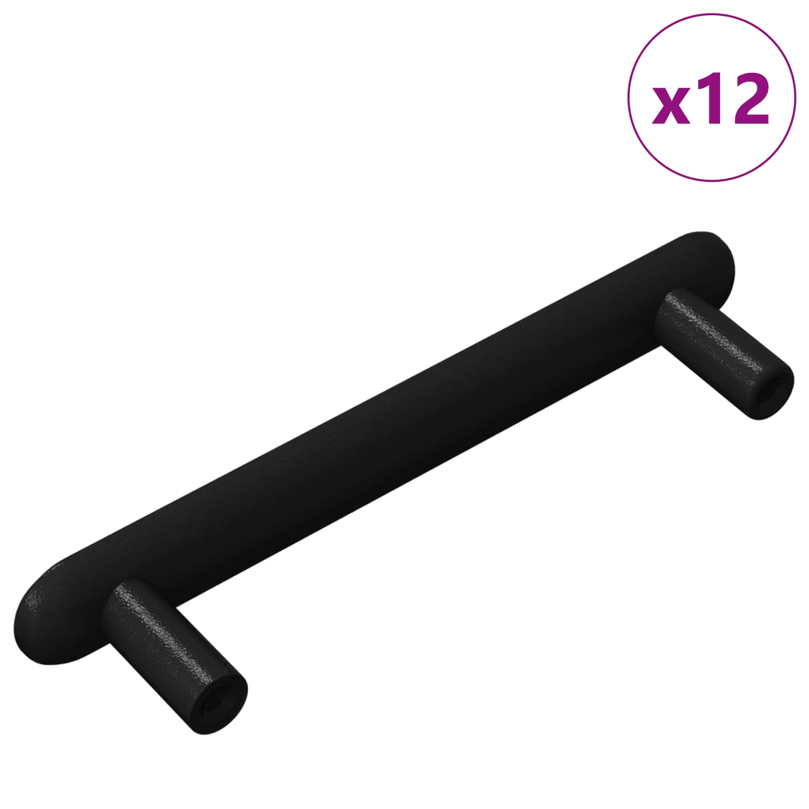 vidaXL Uchwyt do szafki 12 pcs Czarny 121 x 16.6 x 28.3 mm Żelazo