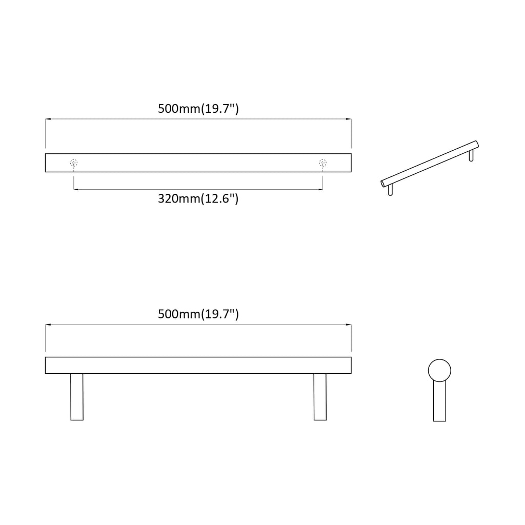 vidaXL Uchwyt 2 pcs Srebrny 500 mm Stal