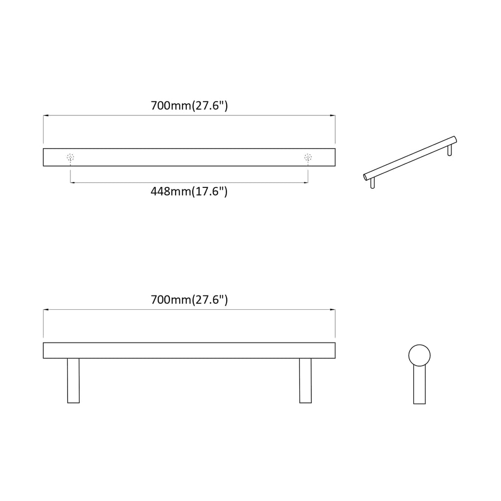 vidaXL Uchwyt do szafki 2 szt. Srebrny 700mm Stal nierdzewna