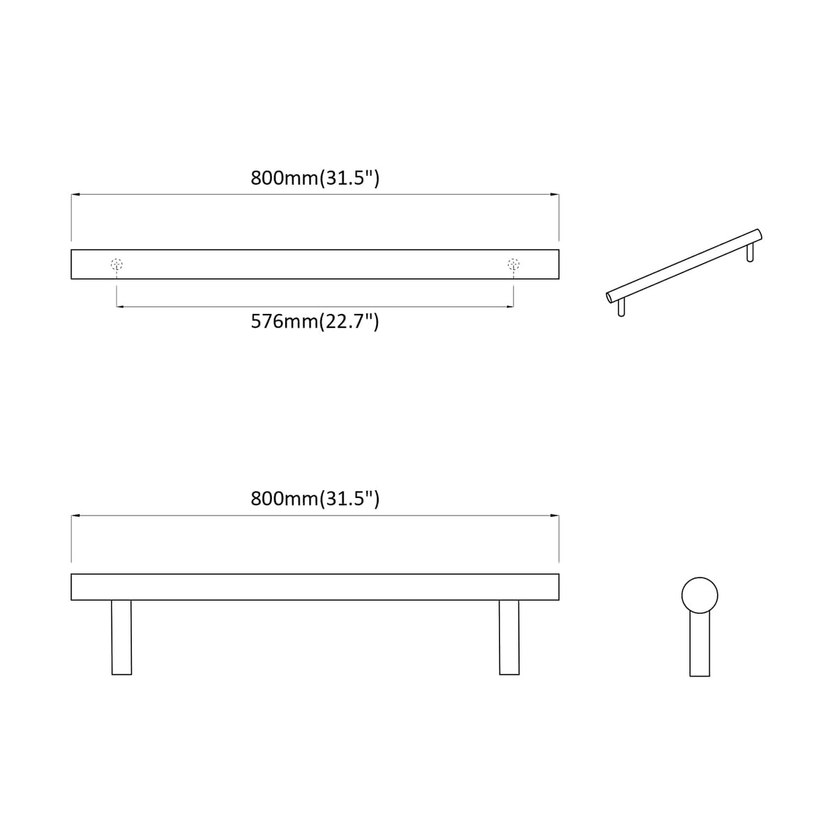vidaXL Uchwyt do szafki 12 szt. Srebrny 800 mm Stal nierdzewna
