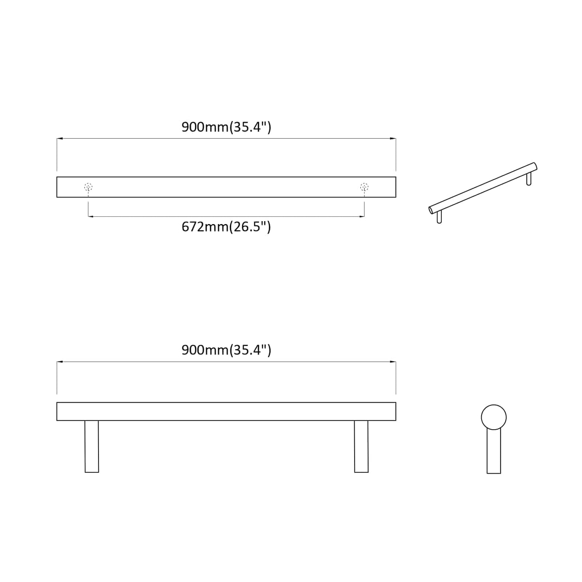 vidaXL Uchwyt do szafki 12 szt. Srebrny 900 mm Stal nierdzewna