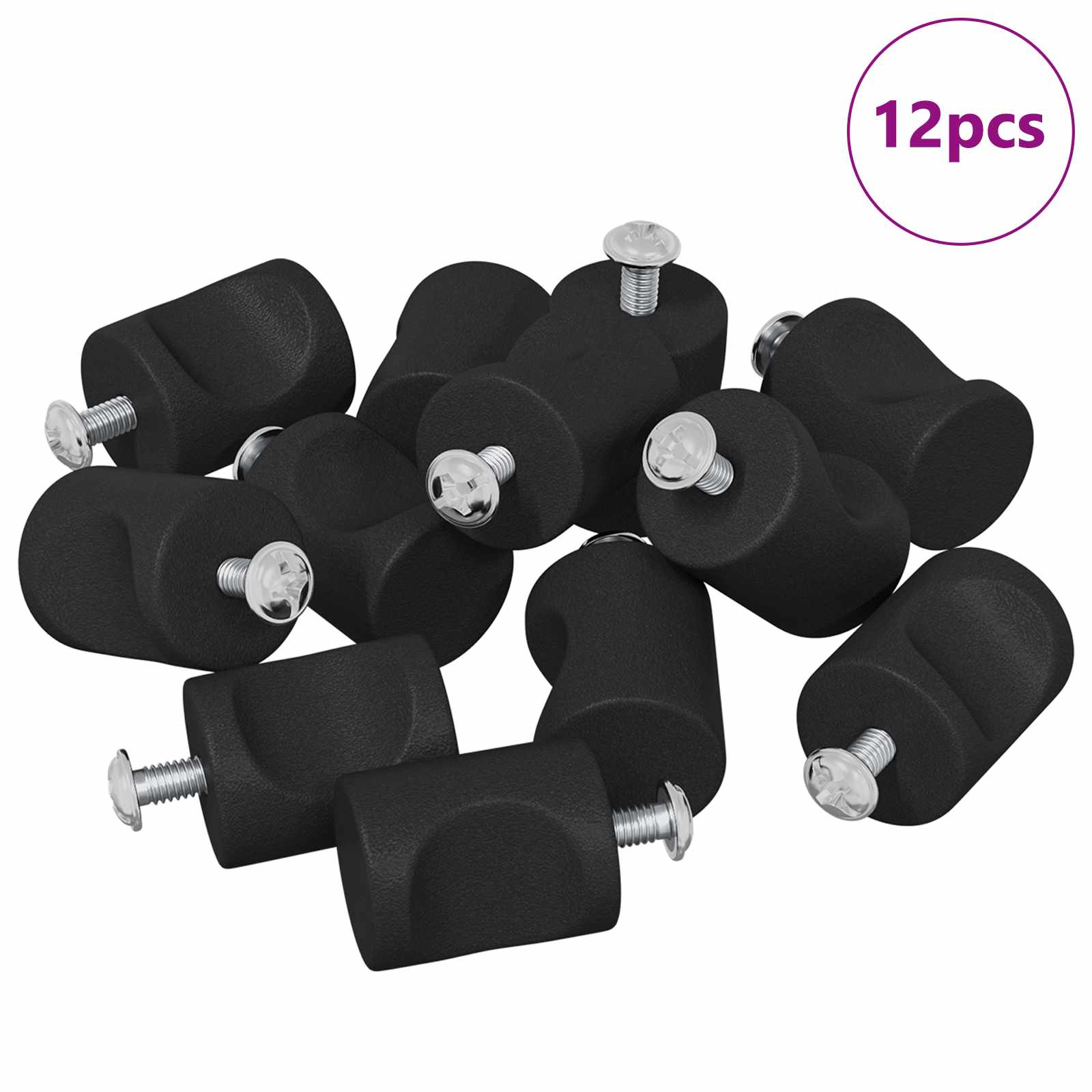 vidaXL Gałka meblowa 12 pcs Czarny 18 x 23 mm Żelazo