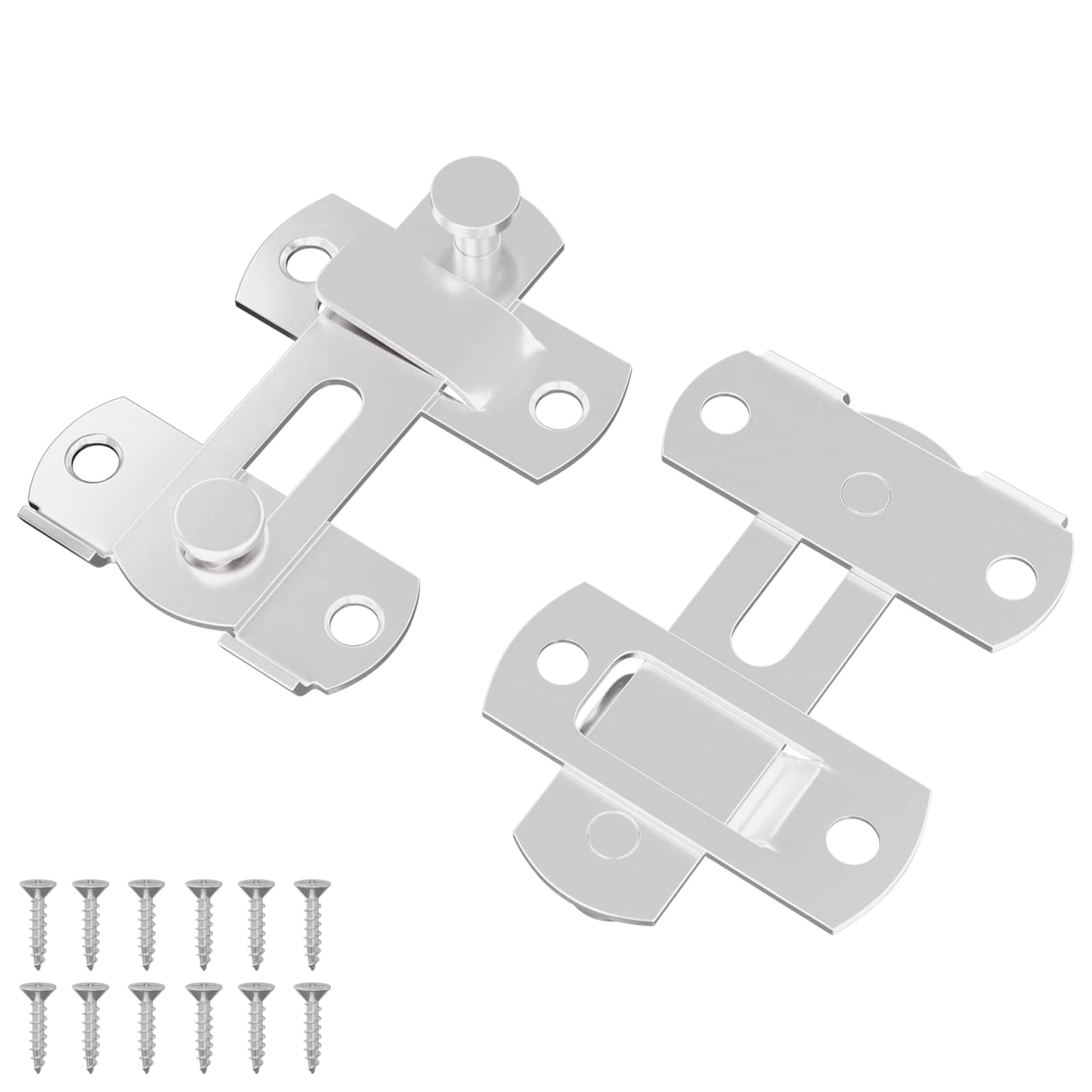 vidaXL Zamek drzwiowy 2 pcs Srebrny 70 x 8 mm Stal