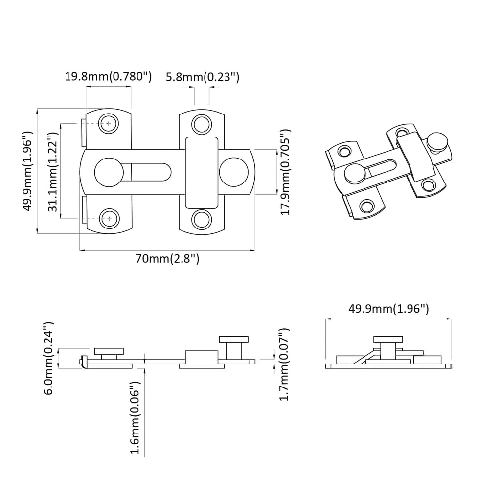 vidaXL Zamek drzwiowy 423 pcs Srebrny 70 x 8 mm Stal