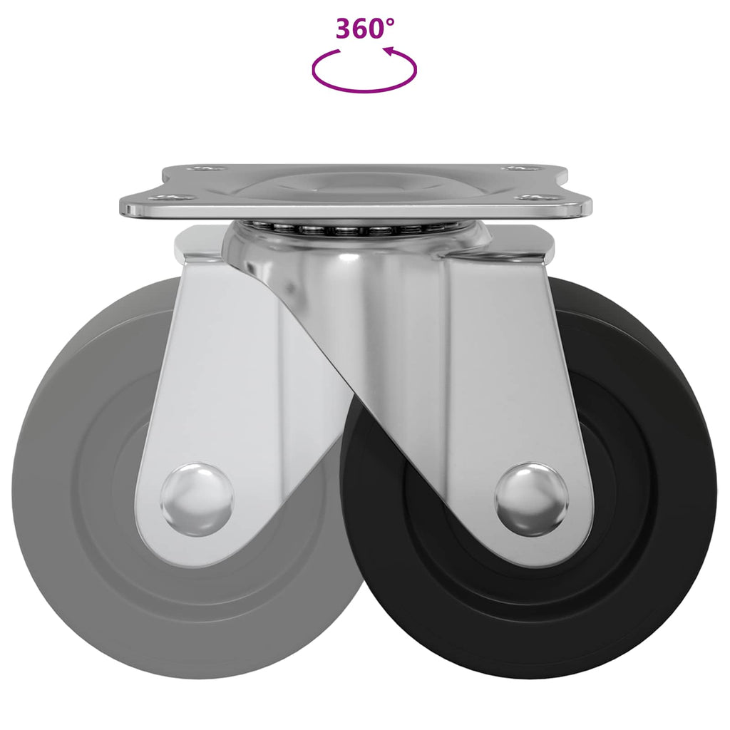 vidaXL Obrotowe kółko 12 pcs Srebrny 60 x 60 x 50 mm Żelazo i nylon