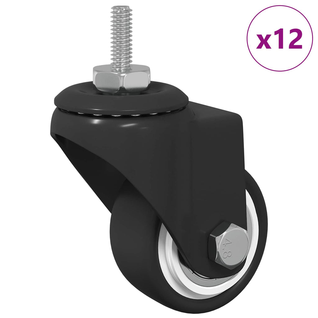 vidaXL Obrotowe kółko 12 szt. Czarny 40,4 x 40,4 x 19,7 mm
