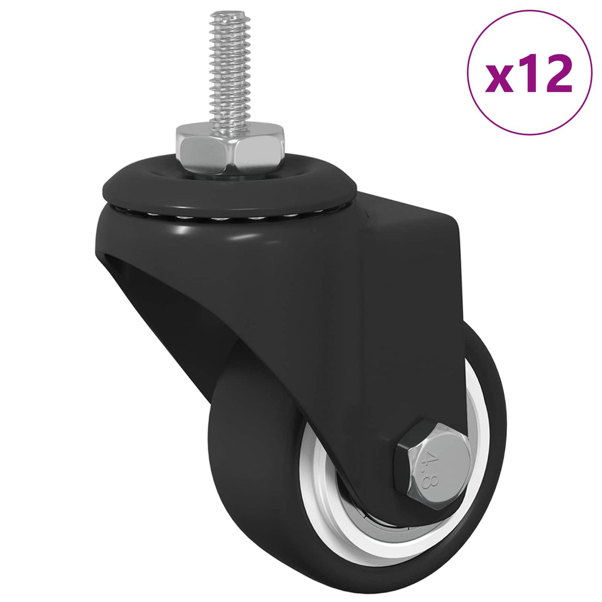 vidaXL Obrotowe kółko 12 szt. Czarny 40,4 x 40,4 x 19,7 mm