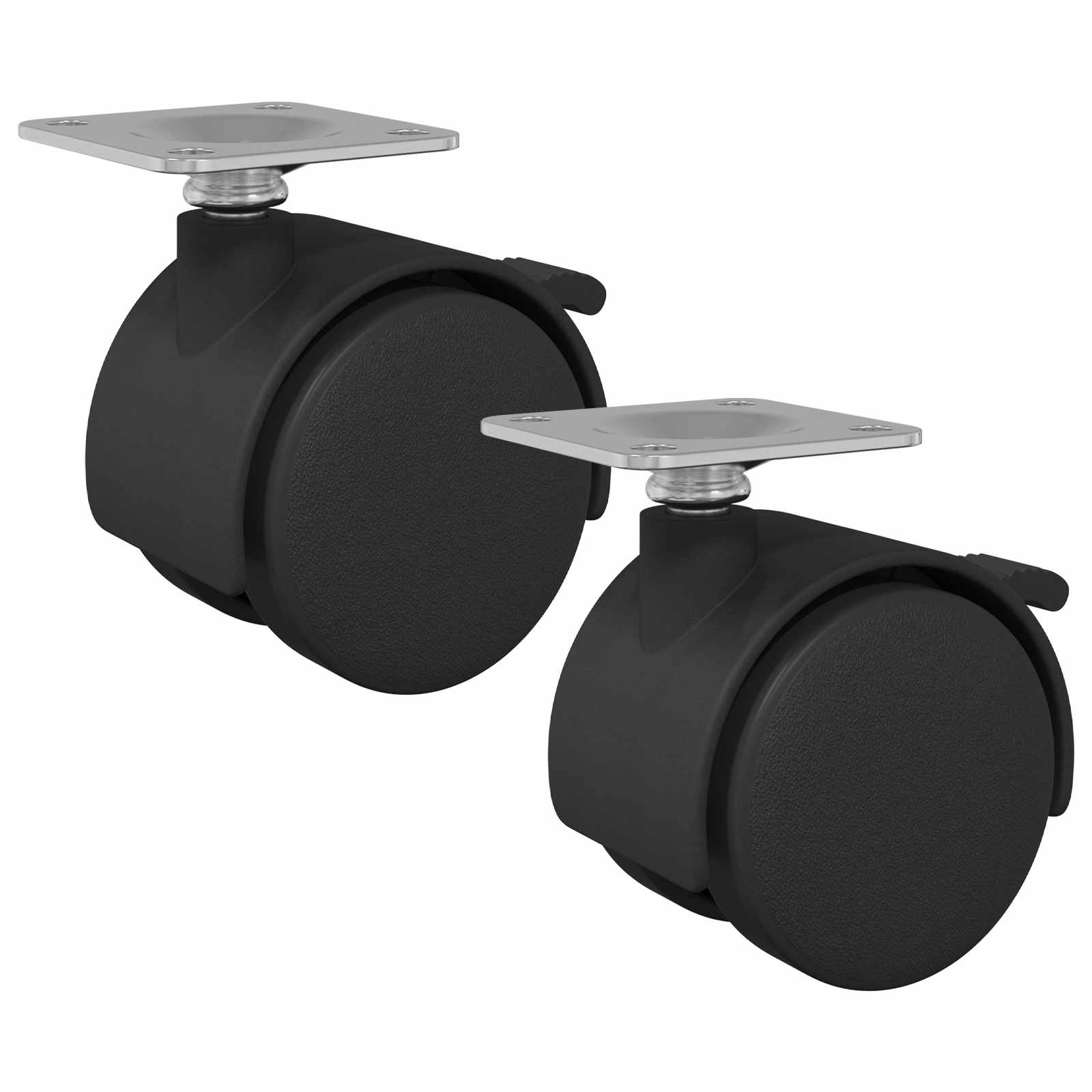 vidaXL Wózek 2 pcs Czarny 39,5 x 39,5 x 37,8 mm Żelazo i polipropylen