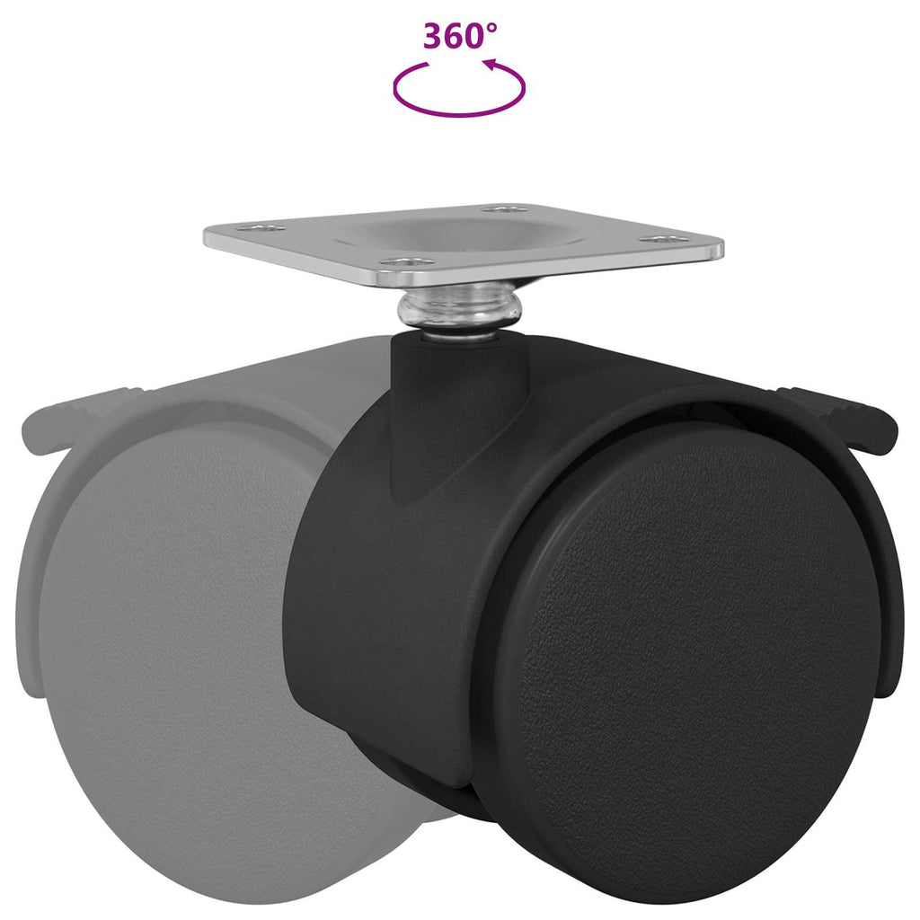 vidaXL Wózek 12 pcs Czarny 39,5 x 39,5 x 37,8 mm Żelazo i polipropylen