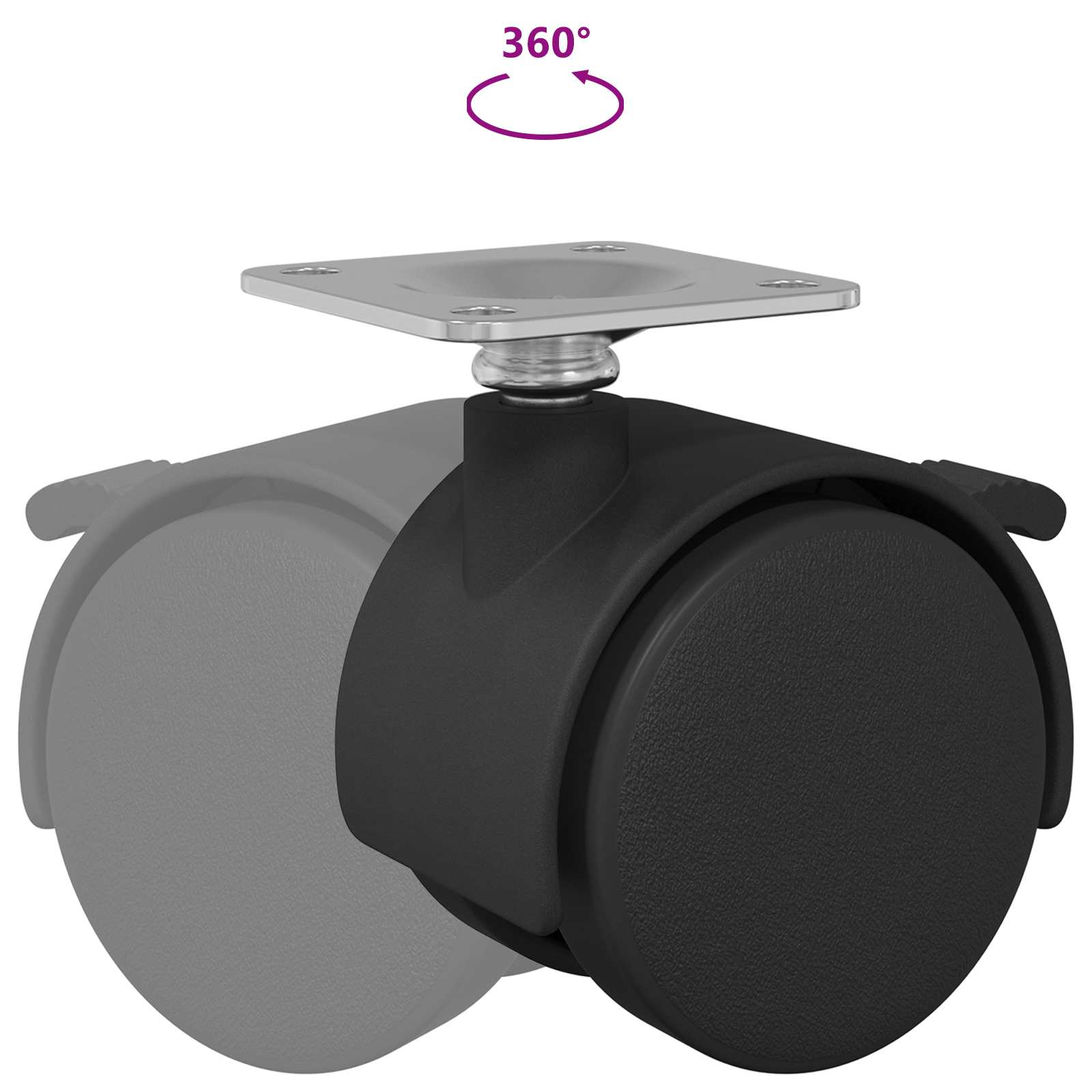 vidaXL Wózek 12 pcs Czarny 39,5 x 39,5 x 37,8 mm Żelazo i polipropylen