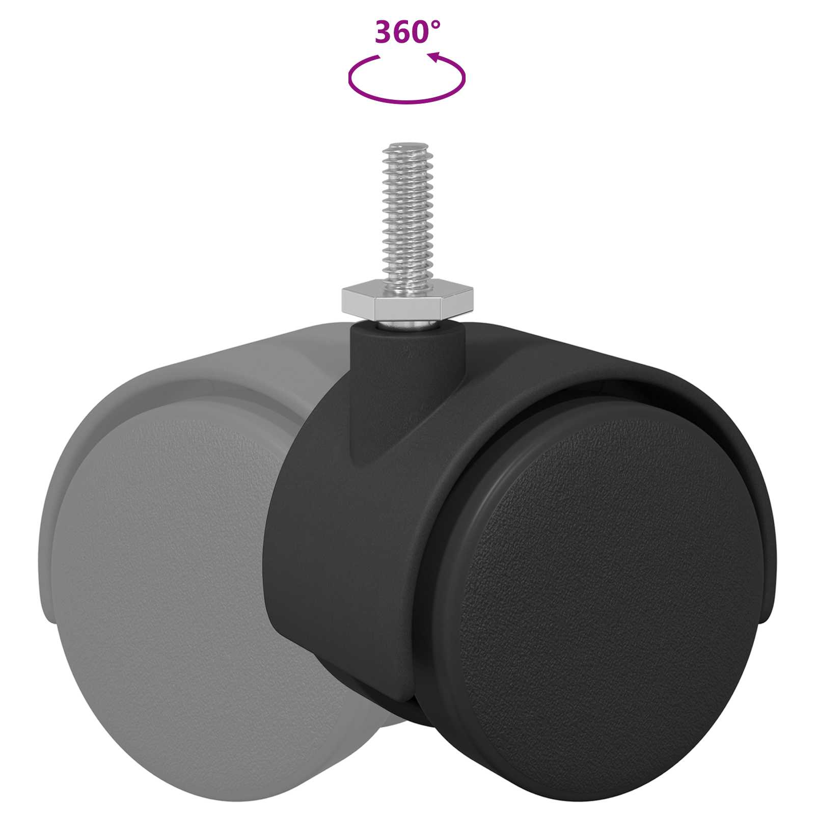 vidaXL Wózek 2 pcs Czarny i Srebrny 40,1 x 40,1 x 37,8 mm Żelazo i PP