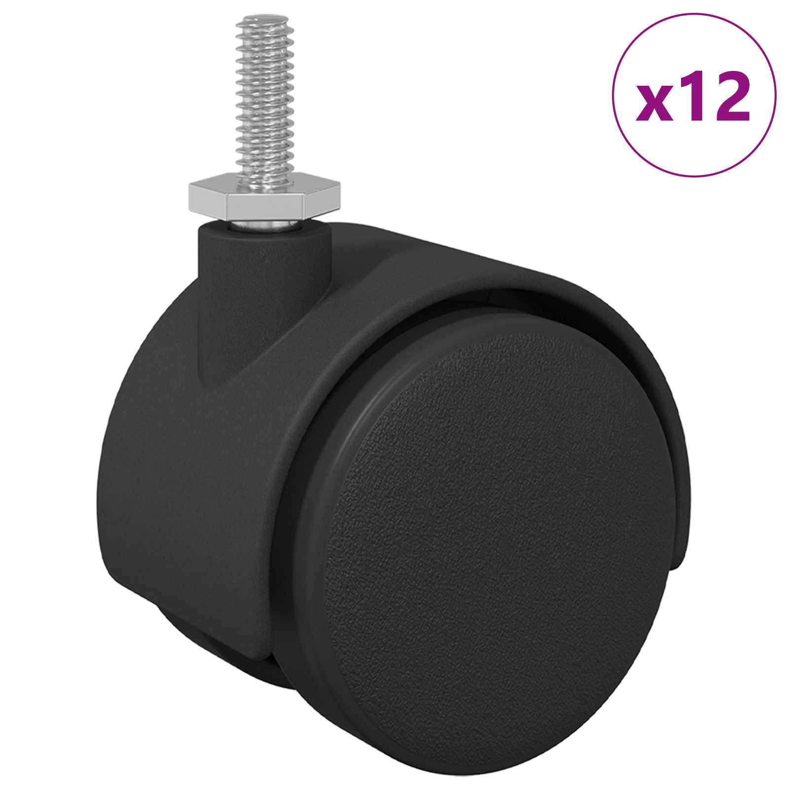 vidaXL Wózek 12 pcs Czarny i Srebrny 40,1 x 40,1 x 37,8 mm Żelazo i PP