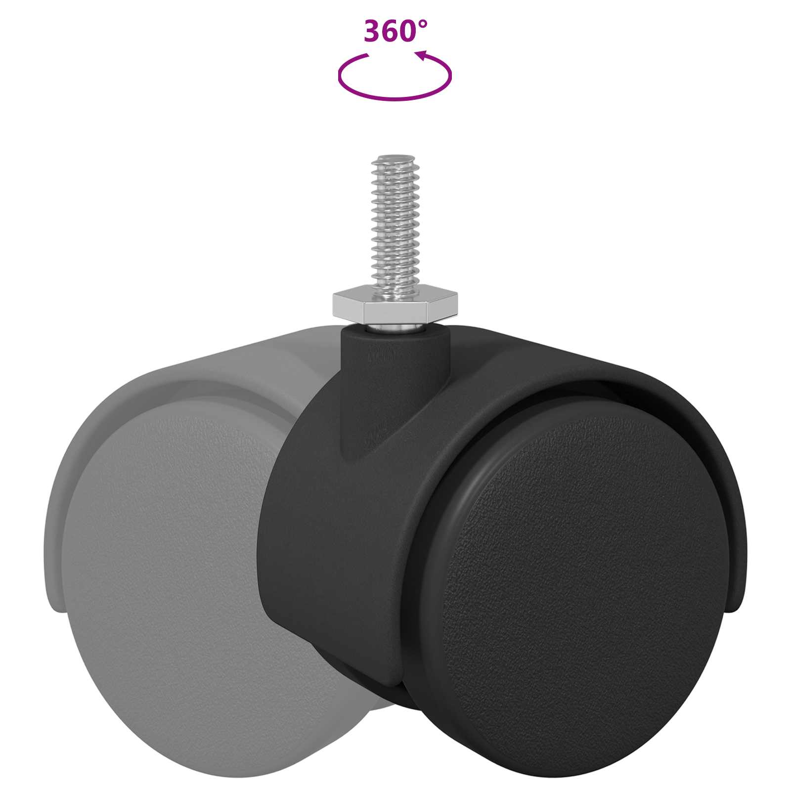 vidaXL Kółka 2 pcs Czarny 40,1 x 37,8 mm PP i żelazo