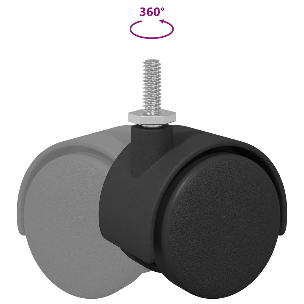 vidaXL Kółka 12 pcs Czarny 40,1 x 37,8 mm PP i żelazo