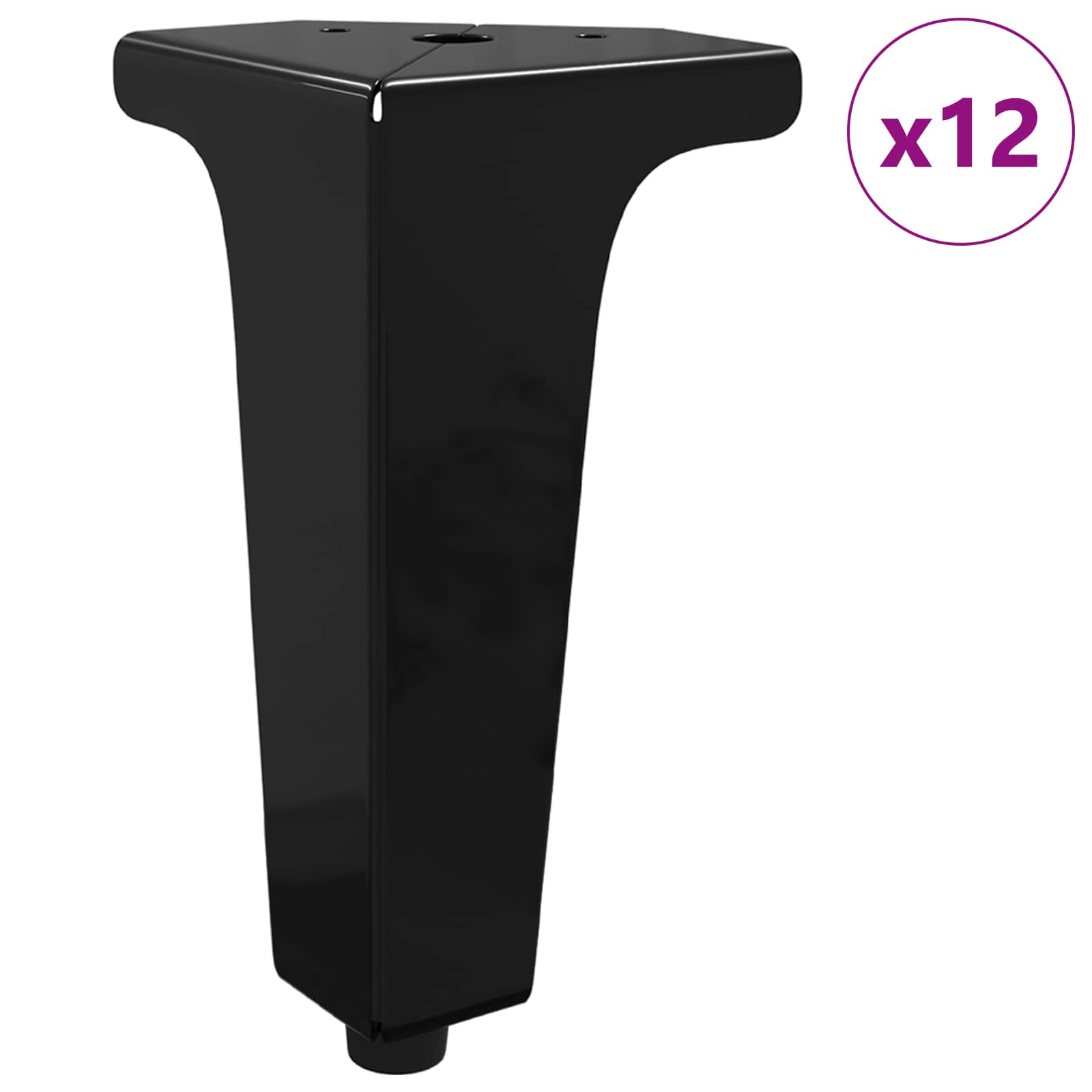 vidaXL Nóżki meblowe 12 pcs Czarny 54,1 x 54,1 x 100 mm Żelazo