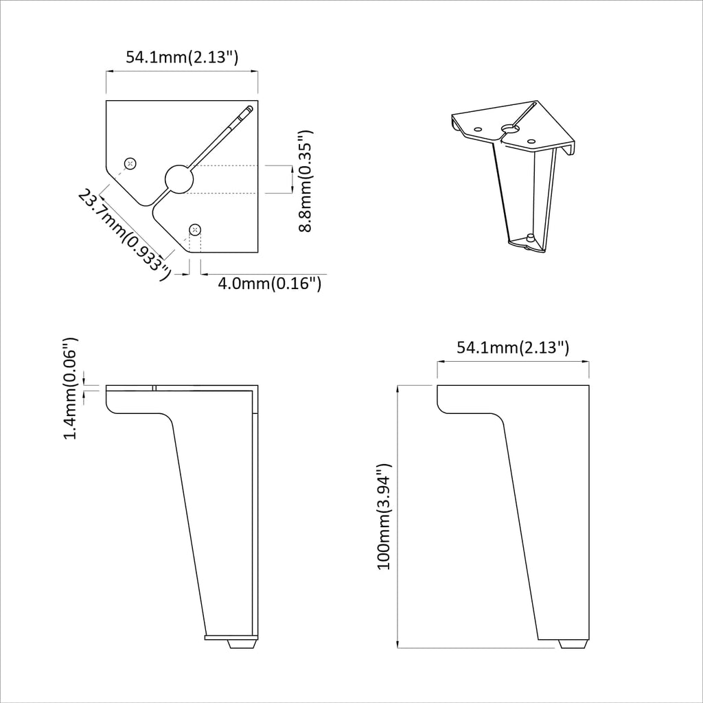 vidaXL Nóżki meblowe 12 pcs Czarny 54,1 x 54,1 x 100 mm Żelazo