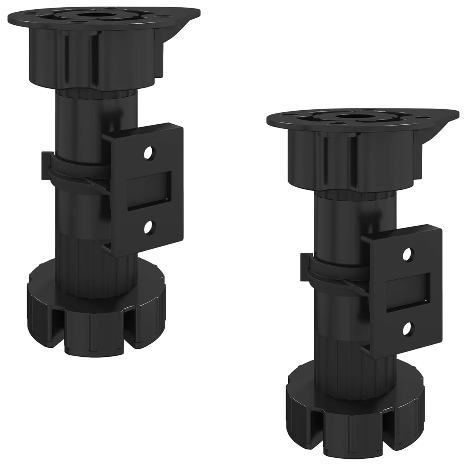 vidaXL Nóżki meblowe Z regulacją 2 pcs Czarny 46 x 46 x 128 mm PP