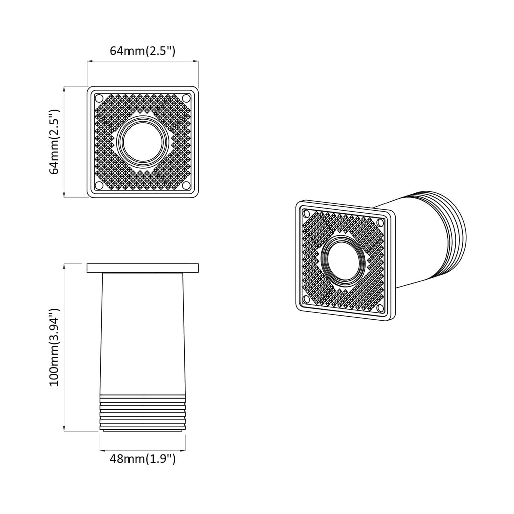 vidaXL Nóżki meblowe Z regulacją 2 pcs Biały 64 x 64 x 100 mm PP