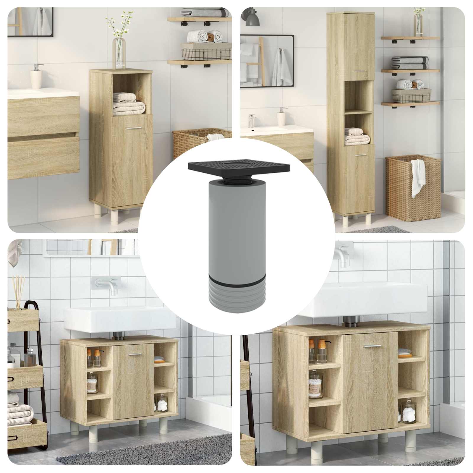 vidaXL Nóżki meblowe Z regulacją 12 pcs Biały 64 x 64 x 100 mm PP