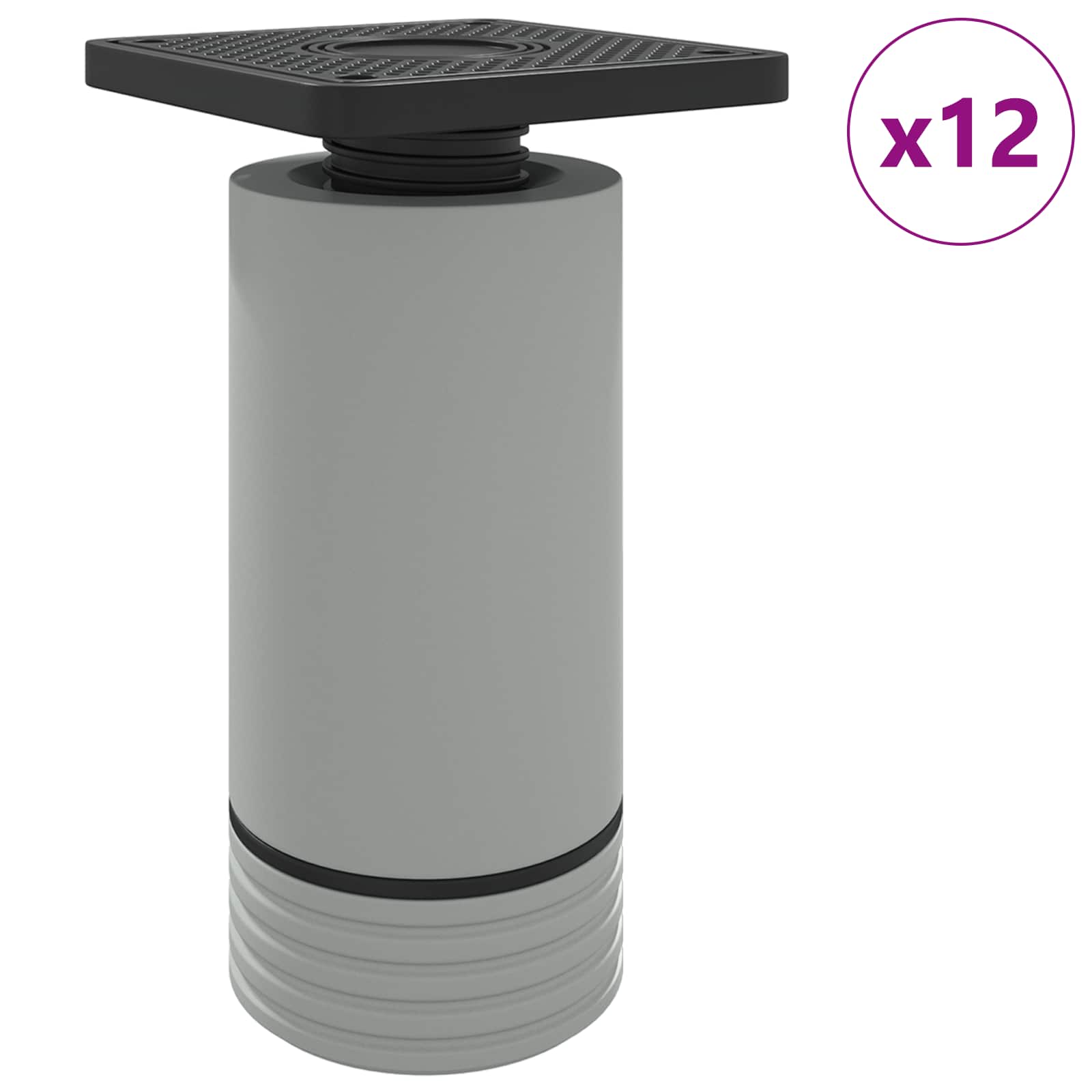 vidaXL Nóżki meblowe Z regulacją 12 pcs Biały 64 x 64 x 100 mm PP