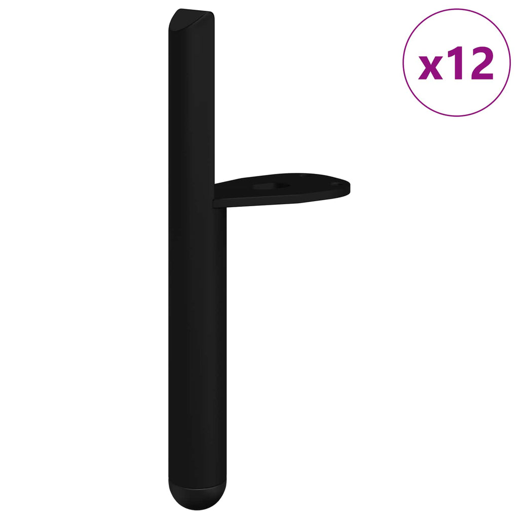 vidaXL Nóżki meblowe 12 pcs Czarny 66 x 36 x 160 mm Żelazo