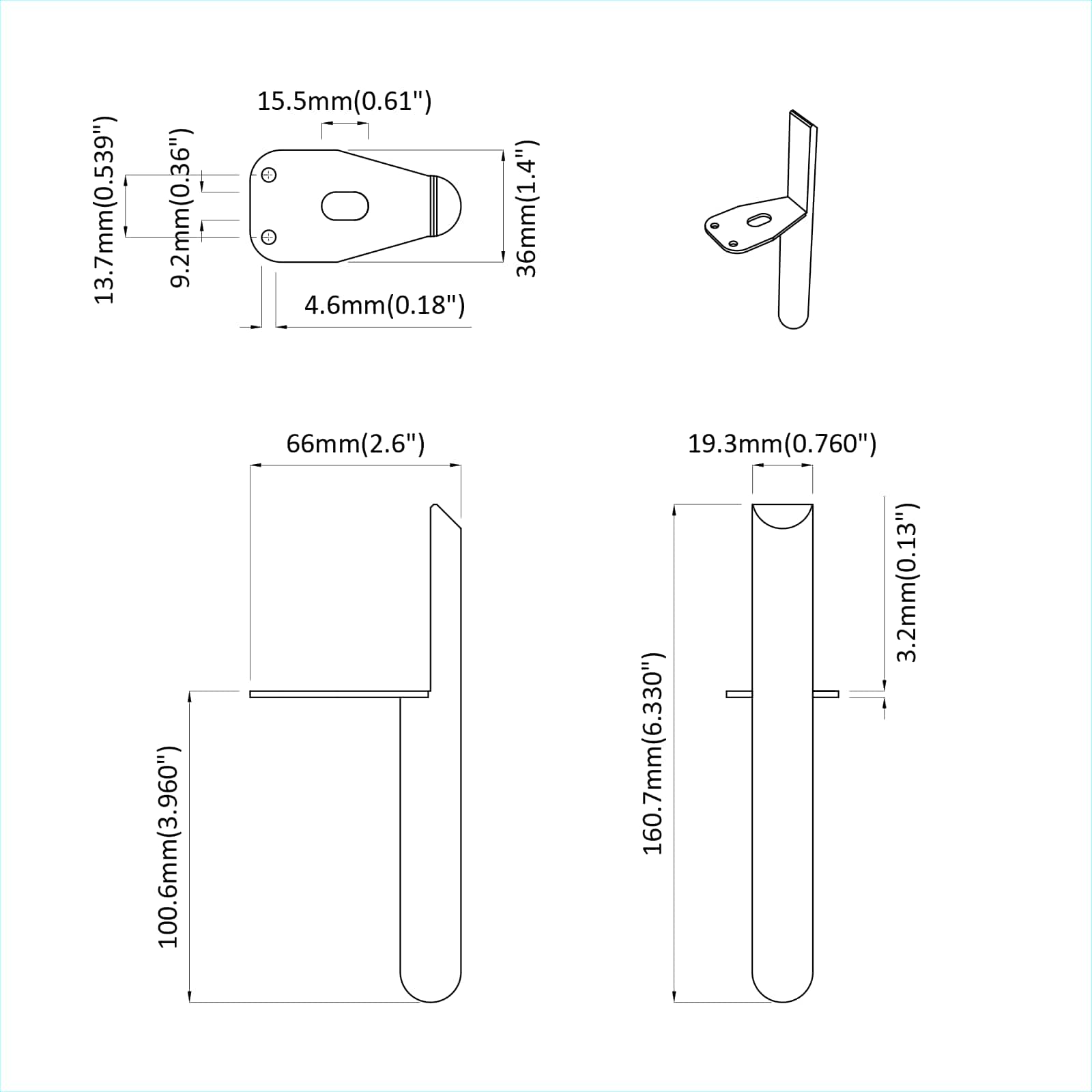 vidaXL Nóżki meblowe 12 pcs Czarny 66 x 36 x 160 mm Żelazo