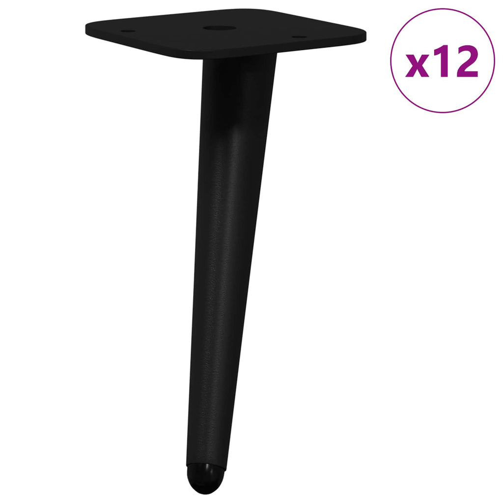 vidaXL Nogi Stojące 12 pcs Czarny 56 x 56 x 100 mm Żelazo