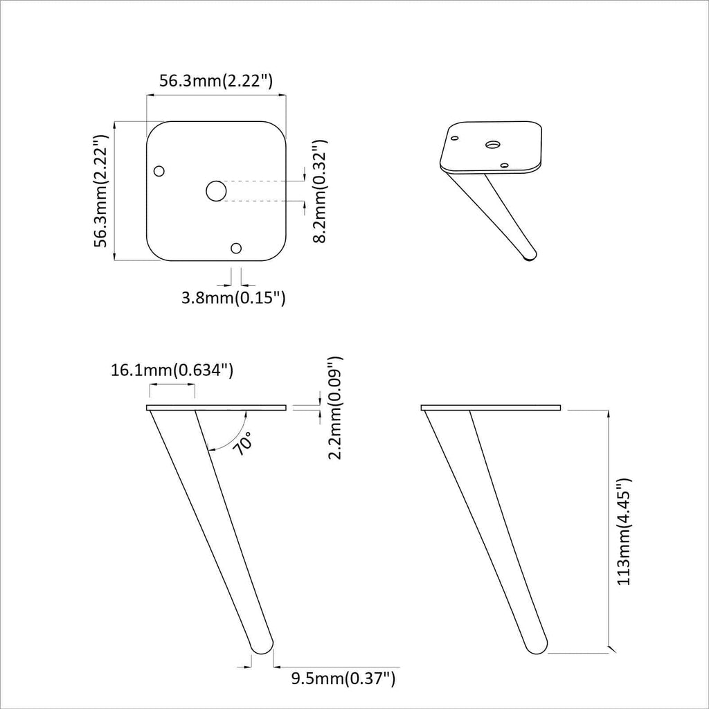 vidaXL Nogi Stojące 12 pcs Czarny 56 x 56 x 100 mm Żelazo