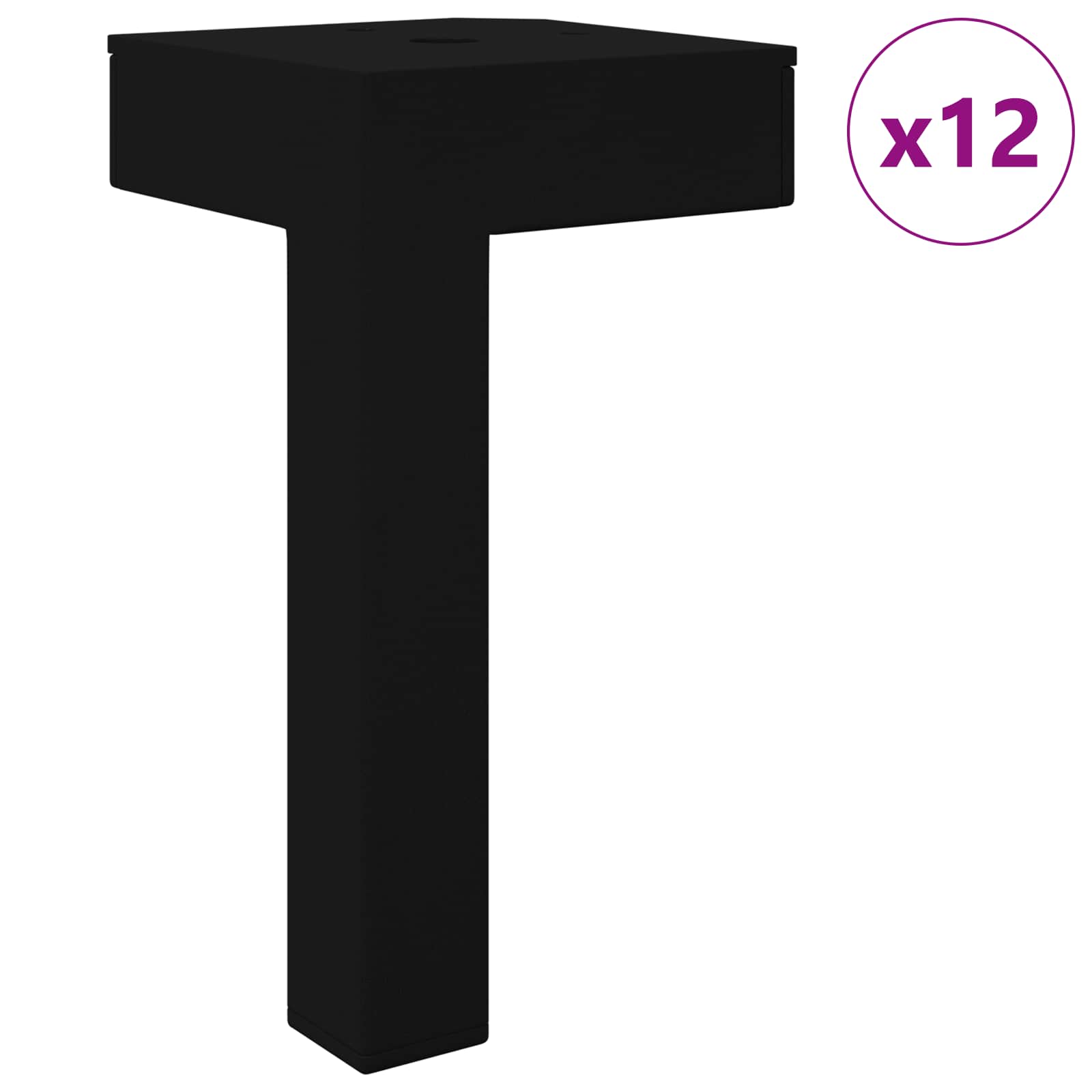vidaXL Nogi Stojące 12 pcs Czarny 57 x 57 x 100 mm Żelazo