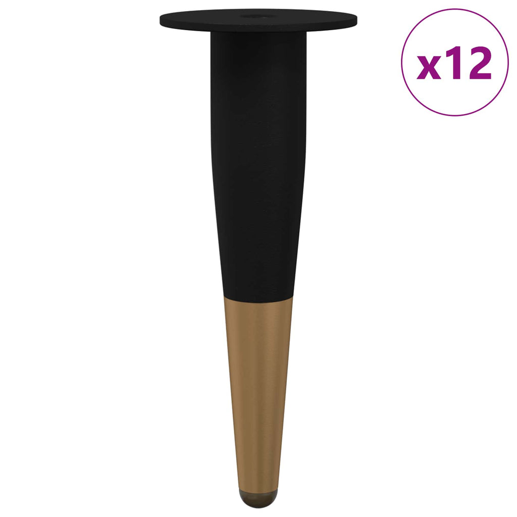 vidaXL Nóżki meblowe 12 pcs Czarny i złoto Ø 40 x 98 mm Żelazo