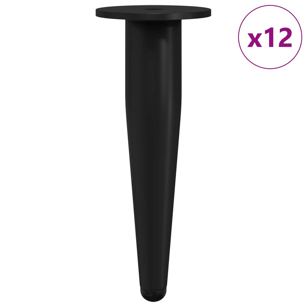 vidaXL Nóżki meblowe 12 pcs Czarny Ø 40 x 98 mm Żelazo