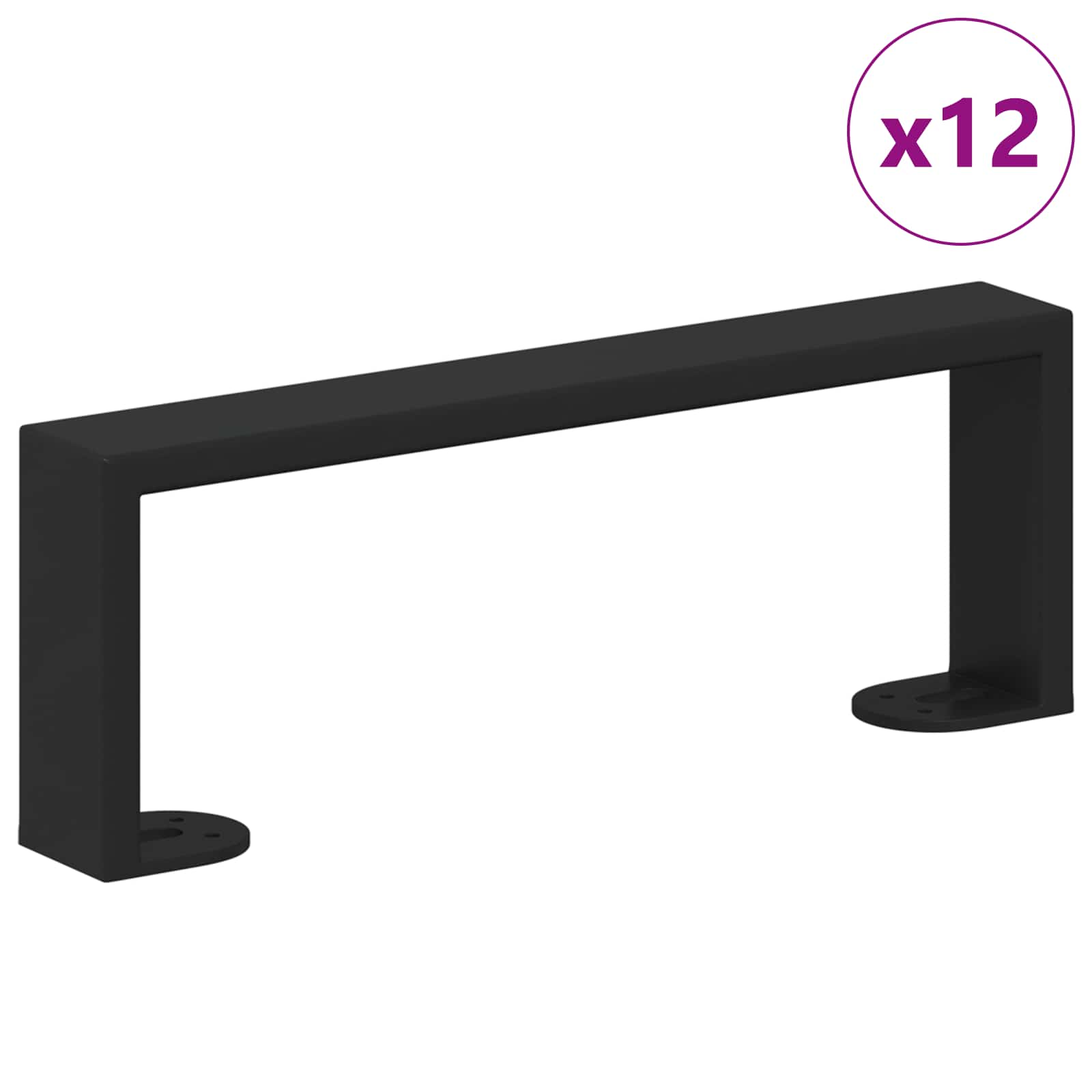 vidaXL Nóżki meblowe 12 pcs Czarny 281 x 40,5 x 100 mm Żelazo