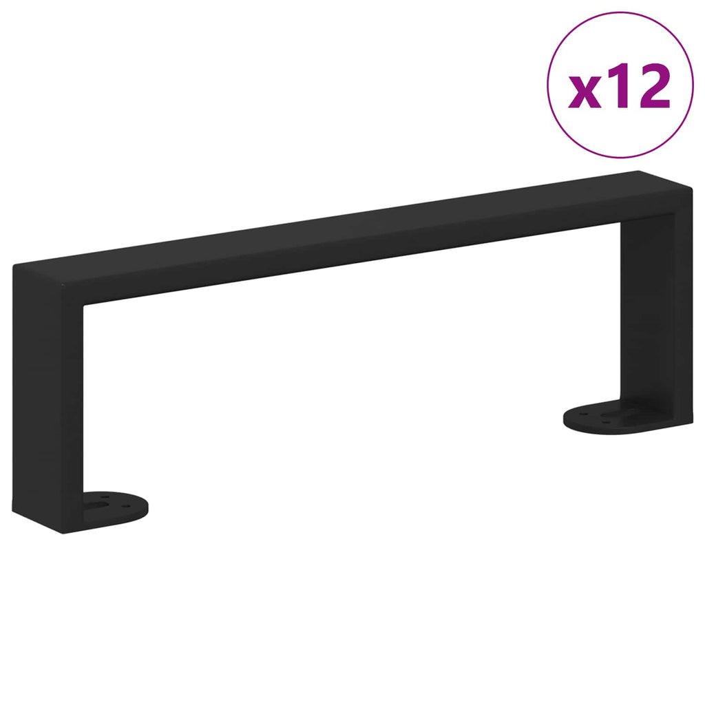 vidaXL Nóżki meblowe 12 pcs Czarny 311 x 40,5 x 100 mm Żelazo